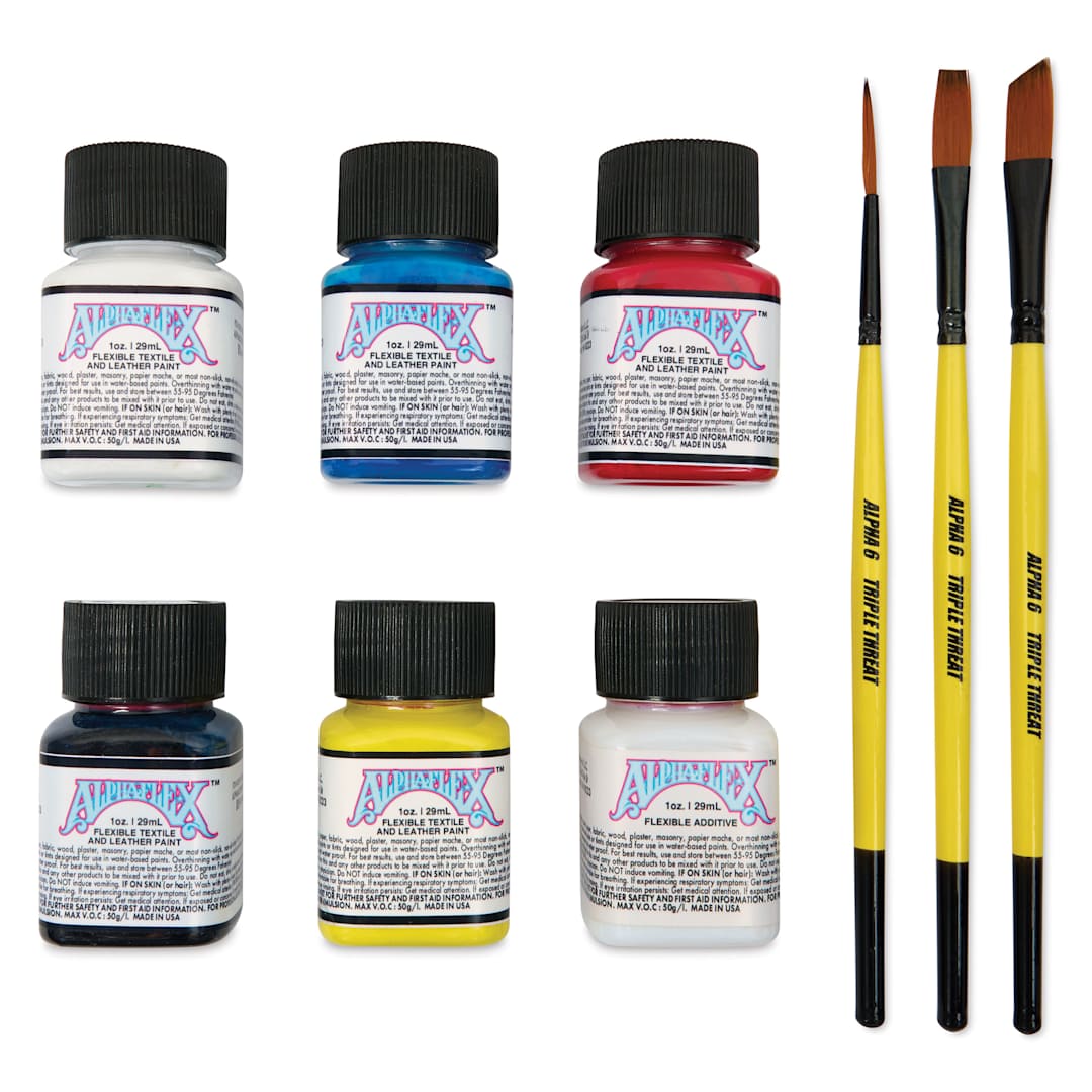 Open in modal - Alpha6 AlphaFlex Textile and Leather Sneaker Paint Pack - Primary Colors, Set of 6
