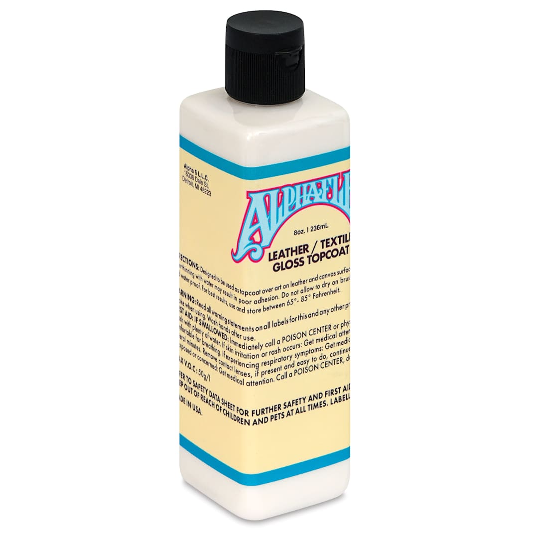 Open in modal - Alpha6 AlphaFlex Leather and Textile Top Coat - Gloss, 8 oz front of packaging, angled view