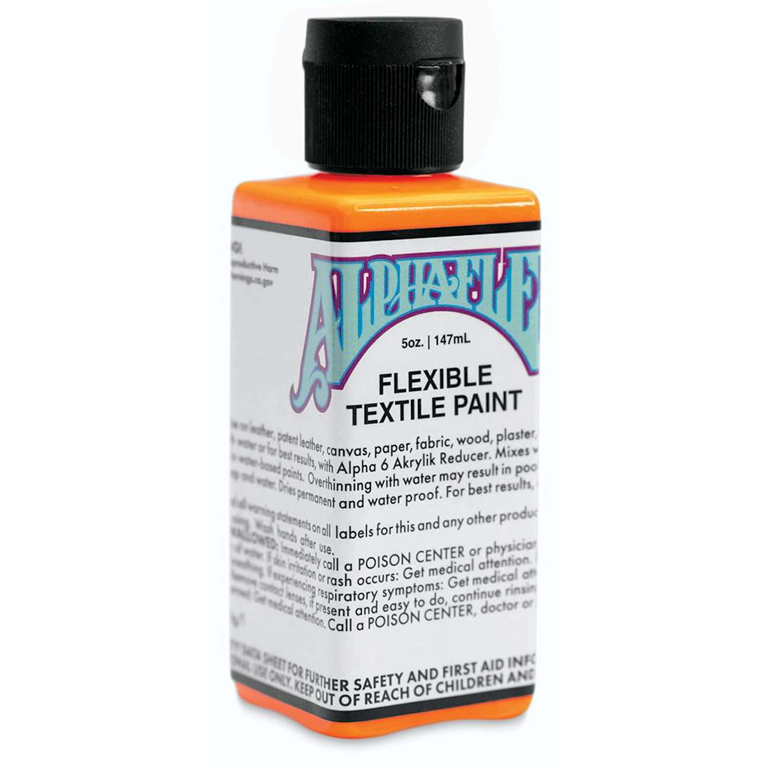Open in modal - Alpha6 AlphaFlex Textile and Leather Paint - Electroshock Orange, 147 ml, Bottle