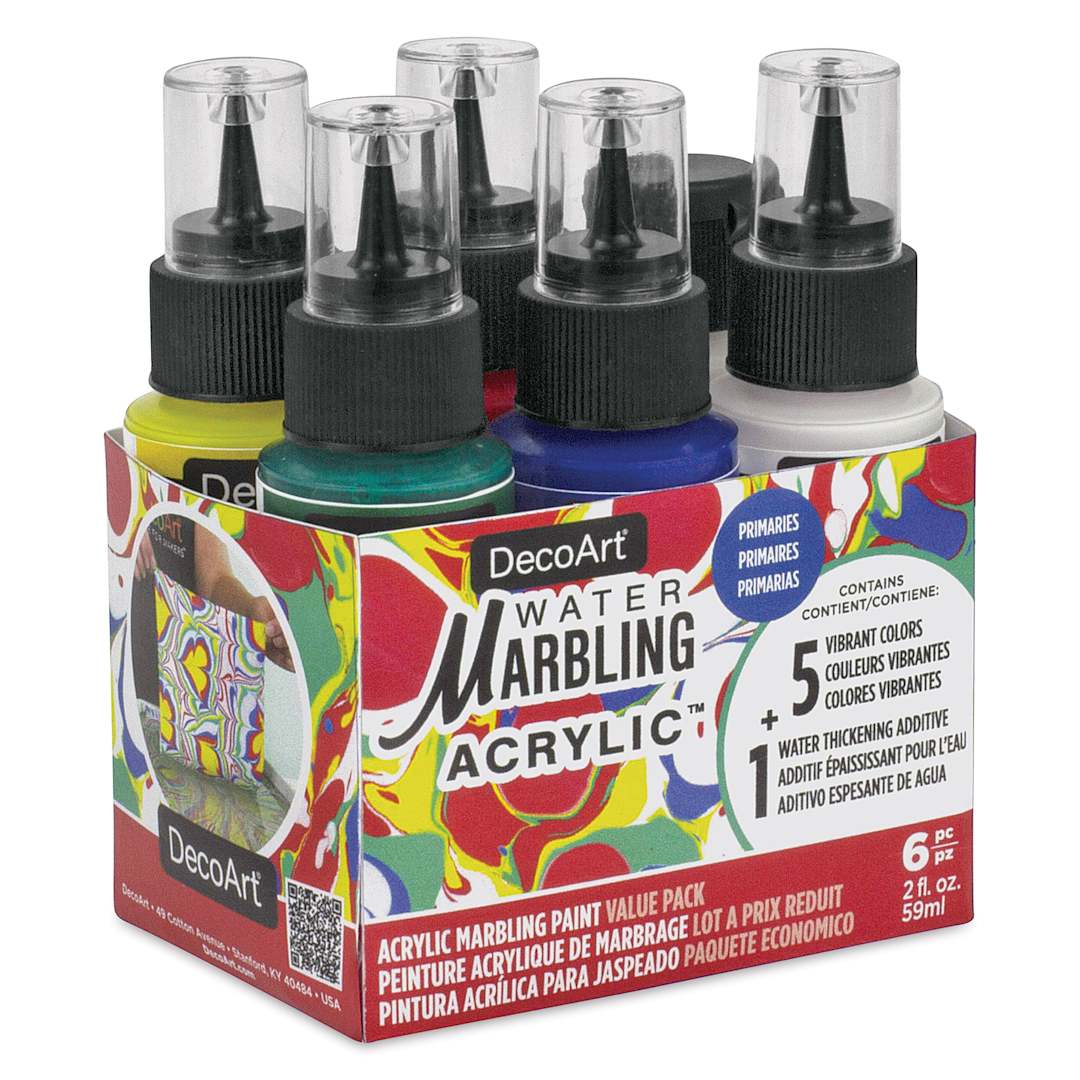 Open in modal - DecoArt Water Marbling Acrylic Paint - Primaries, Set of 6, 2 oz