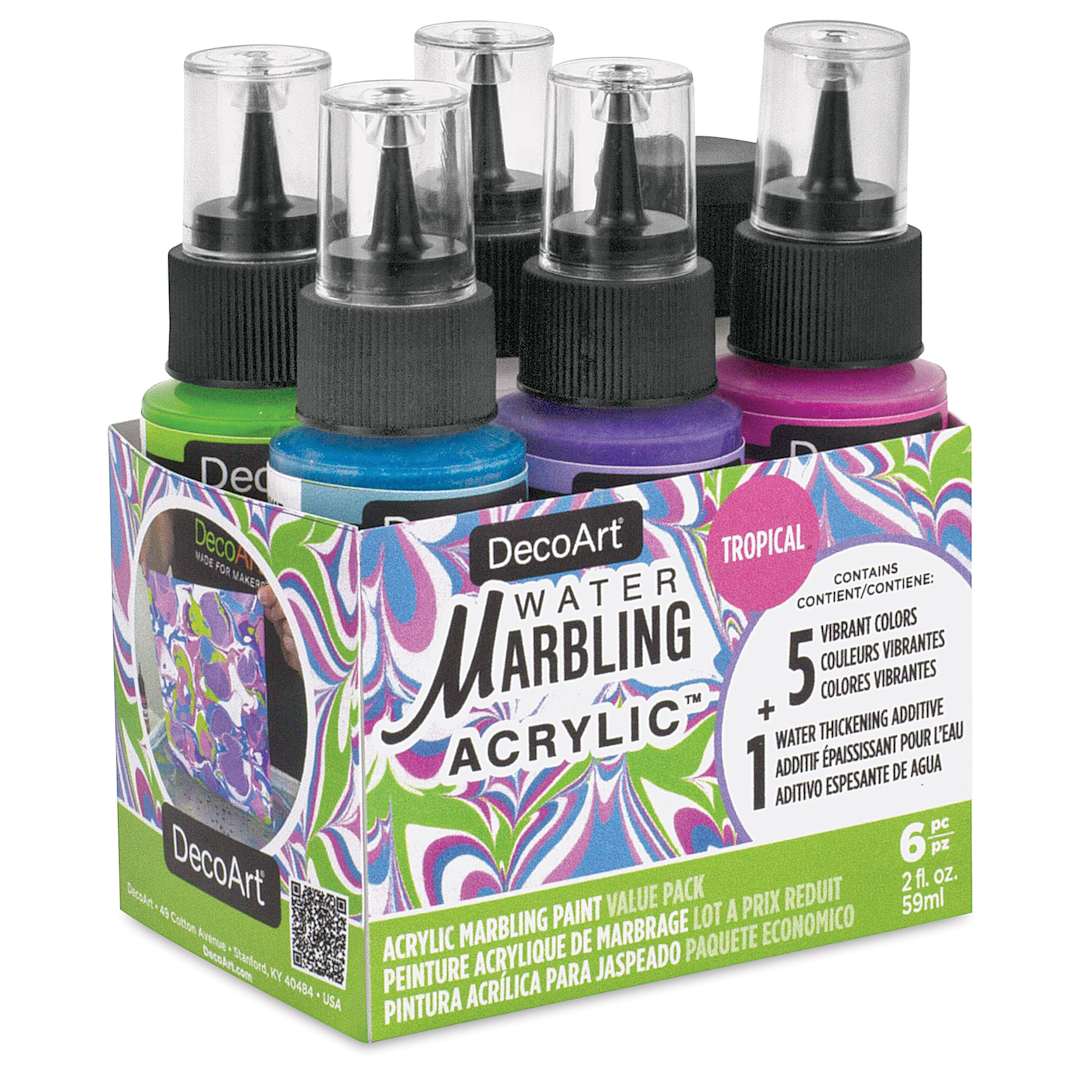 Open in modal - DecoArt Water Marbling Acrylic Paint - Tropical, Set of 6, 2 oz