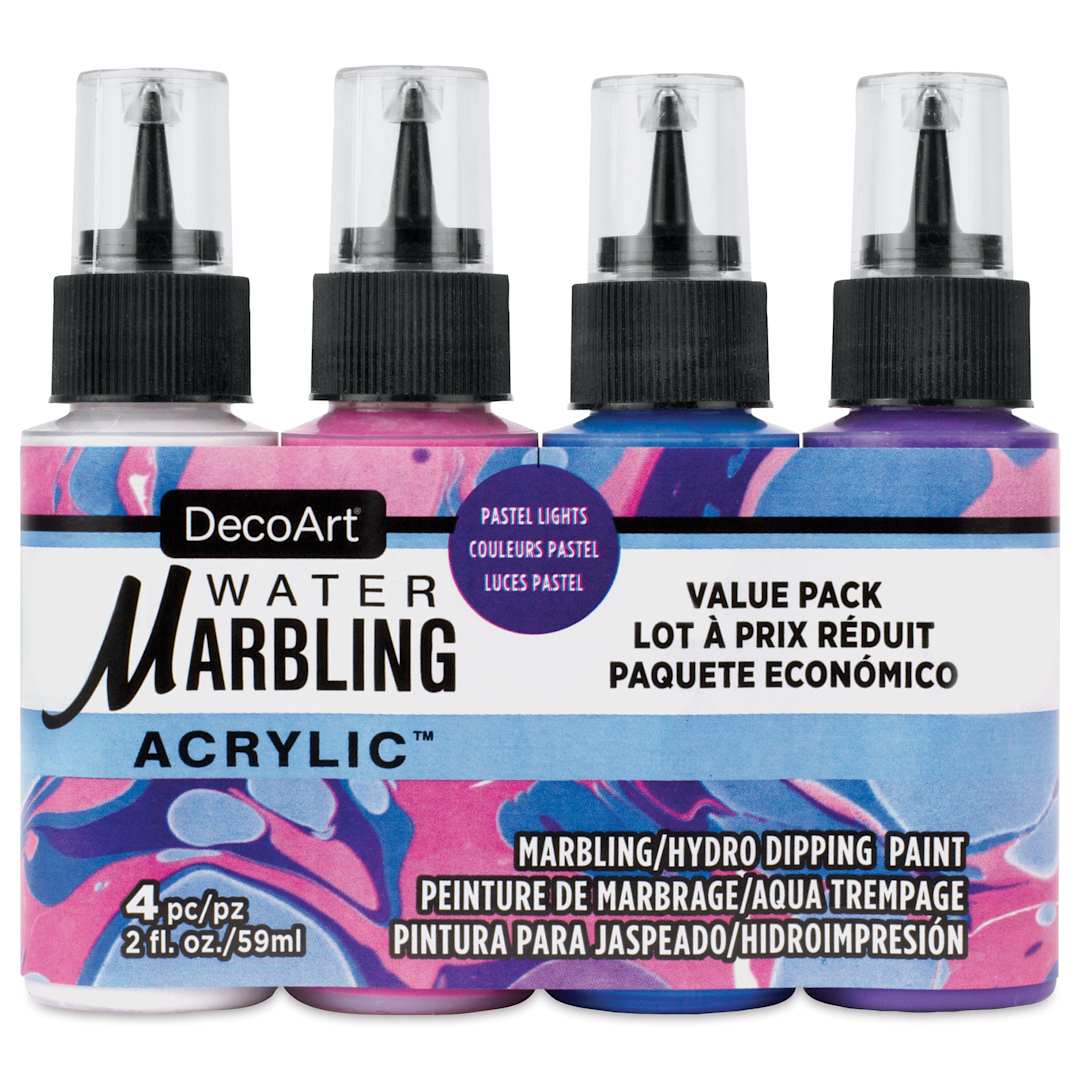Open in modal - DecoArt Water Marbling Acrylic Paint - Pastels Lights, Set of 4, 2 oz