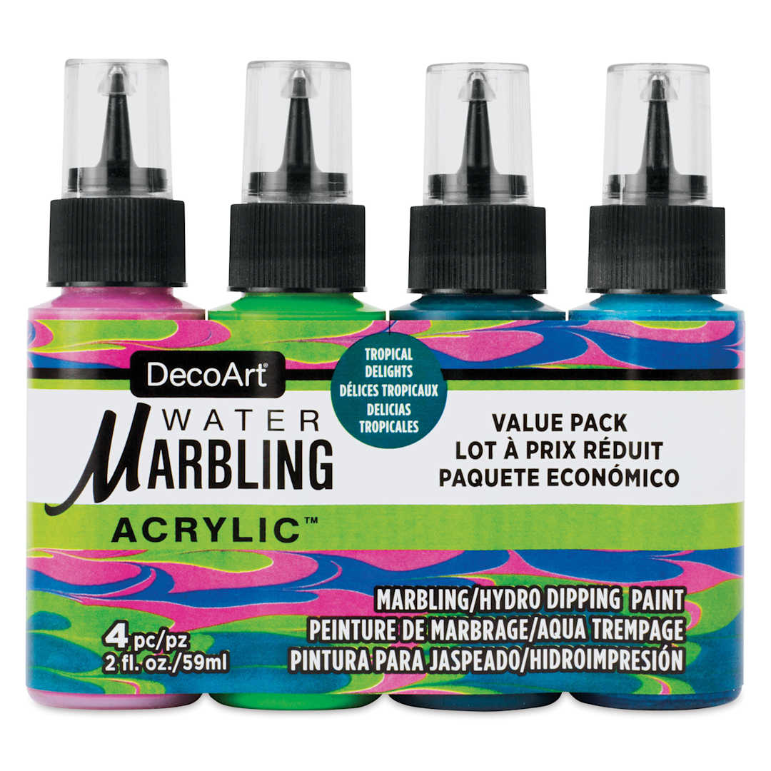 Open in modal - DecoArt Water Marbling Acrylic Paint - Tropical Delights, Set of 4, 2 oz