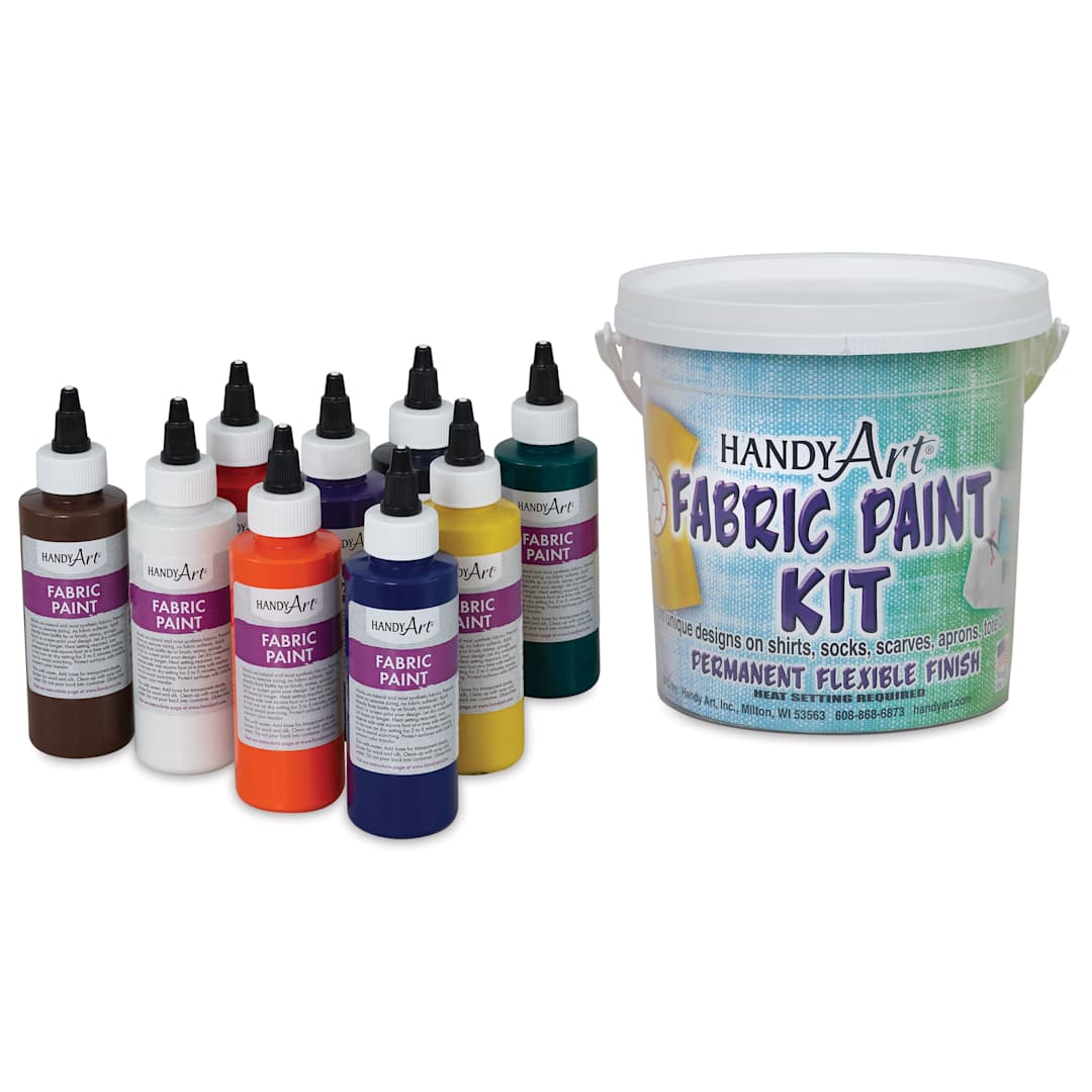 Open in modal - Handy Art Fabric Paint - Primary Set of 9 w/ Bucket, 4 oz