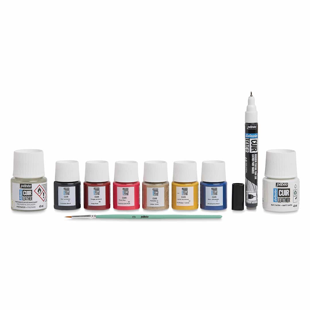 Open in modal - Pebeo Setacolor Leather Paint Set - Set of 10, Selection Box