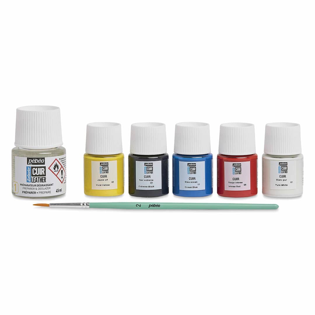 Open in modal - Pebeo Setacolor Leather Paint Set - Set of 7, Starter Box