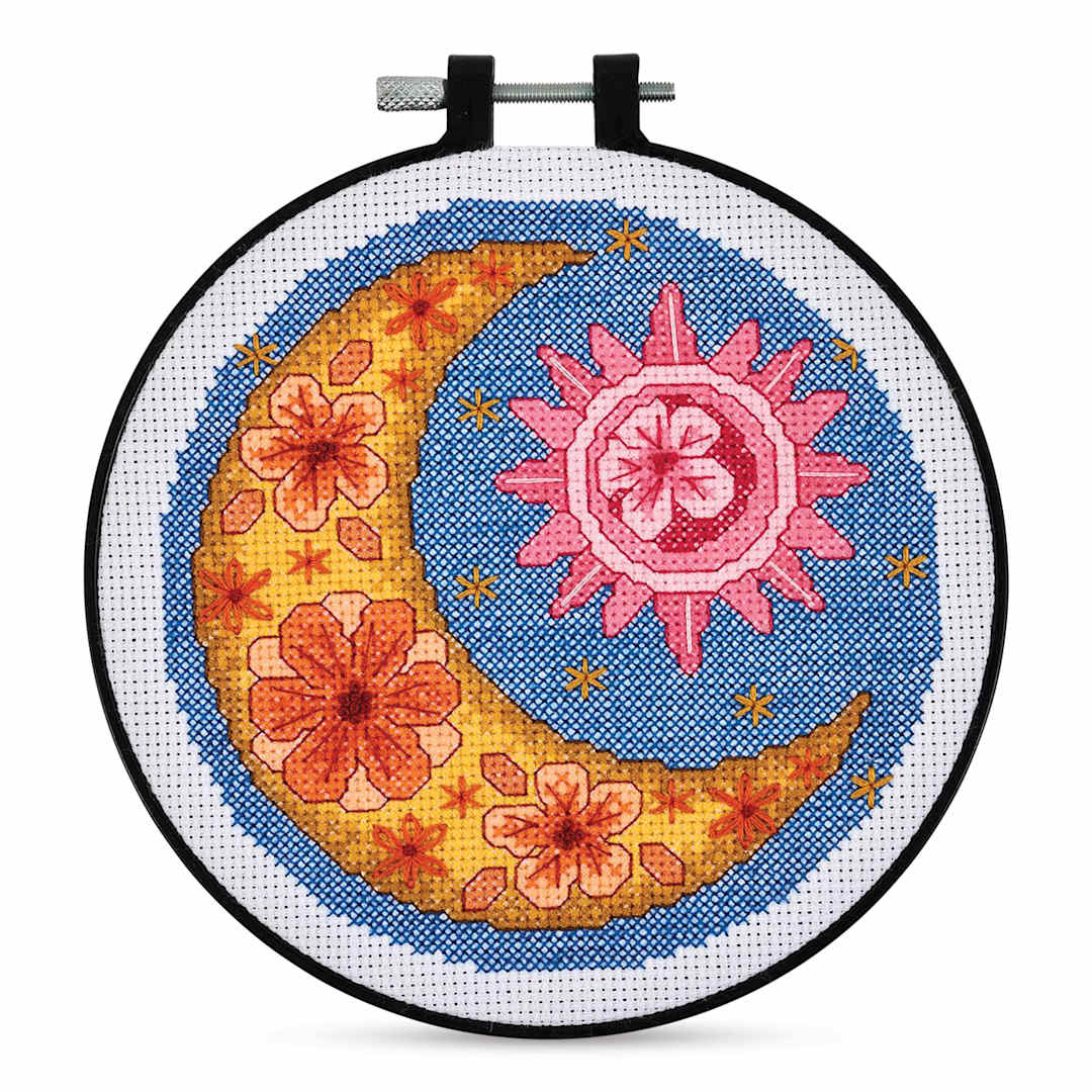 Open in modal - Bucilla Mindful Stitching Counted Cross Stitch Kit - Celestial Harmony, 6"