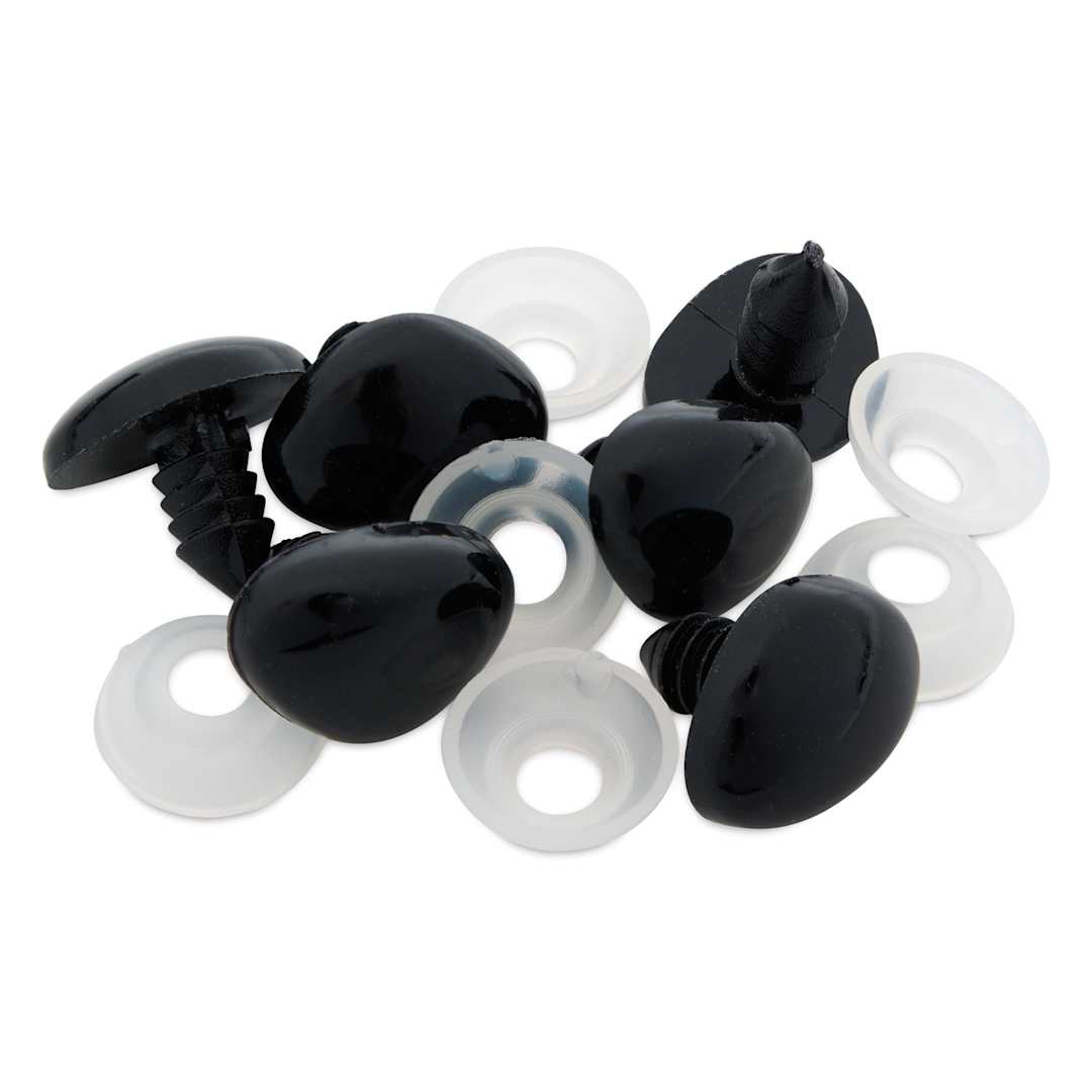 Open in modal - Cousin DIY Shank Back Animal Noses - Pkg of 6, Black, 18 mm