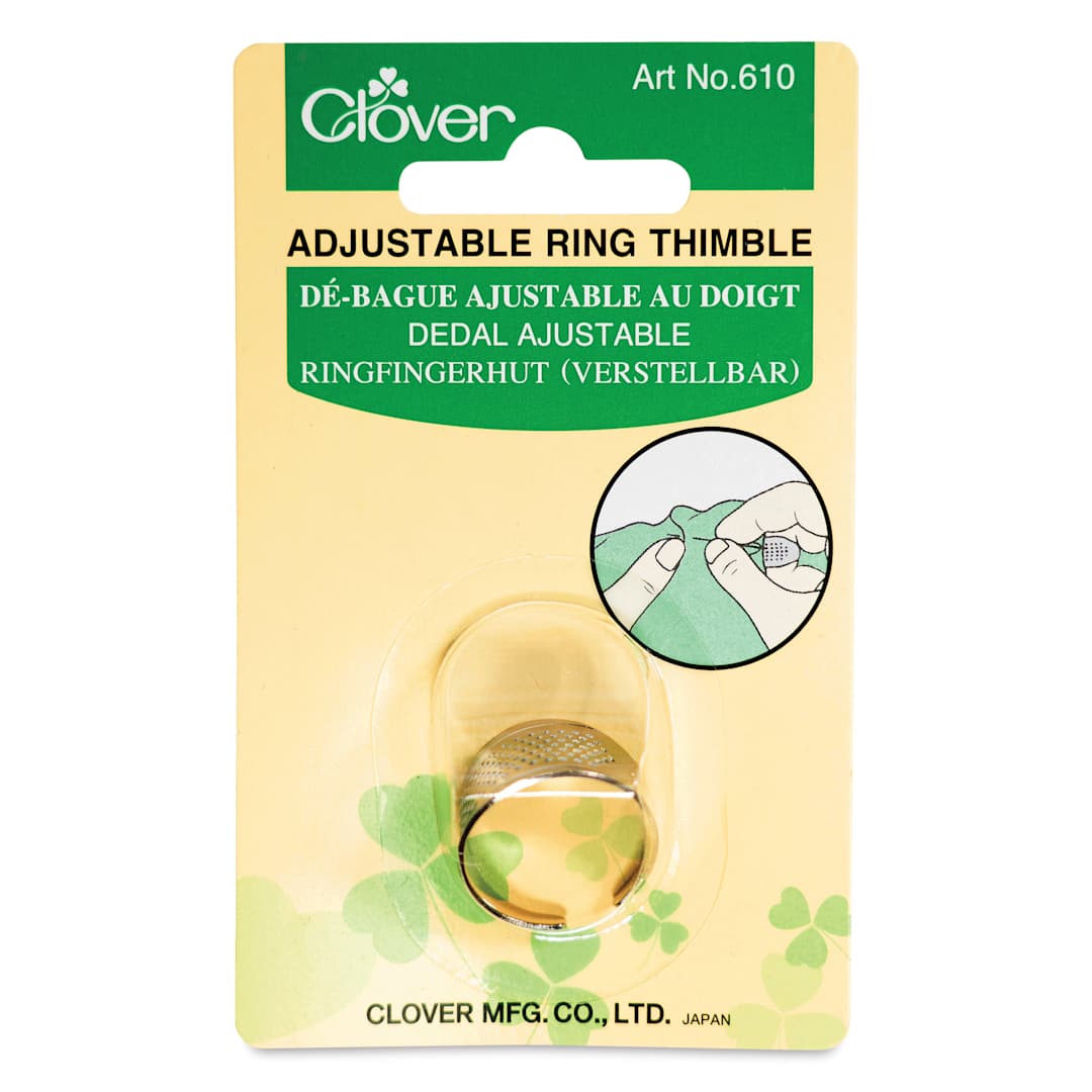 Open in modal - Clover Adjustable Ring Thimble front of packaging