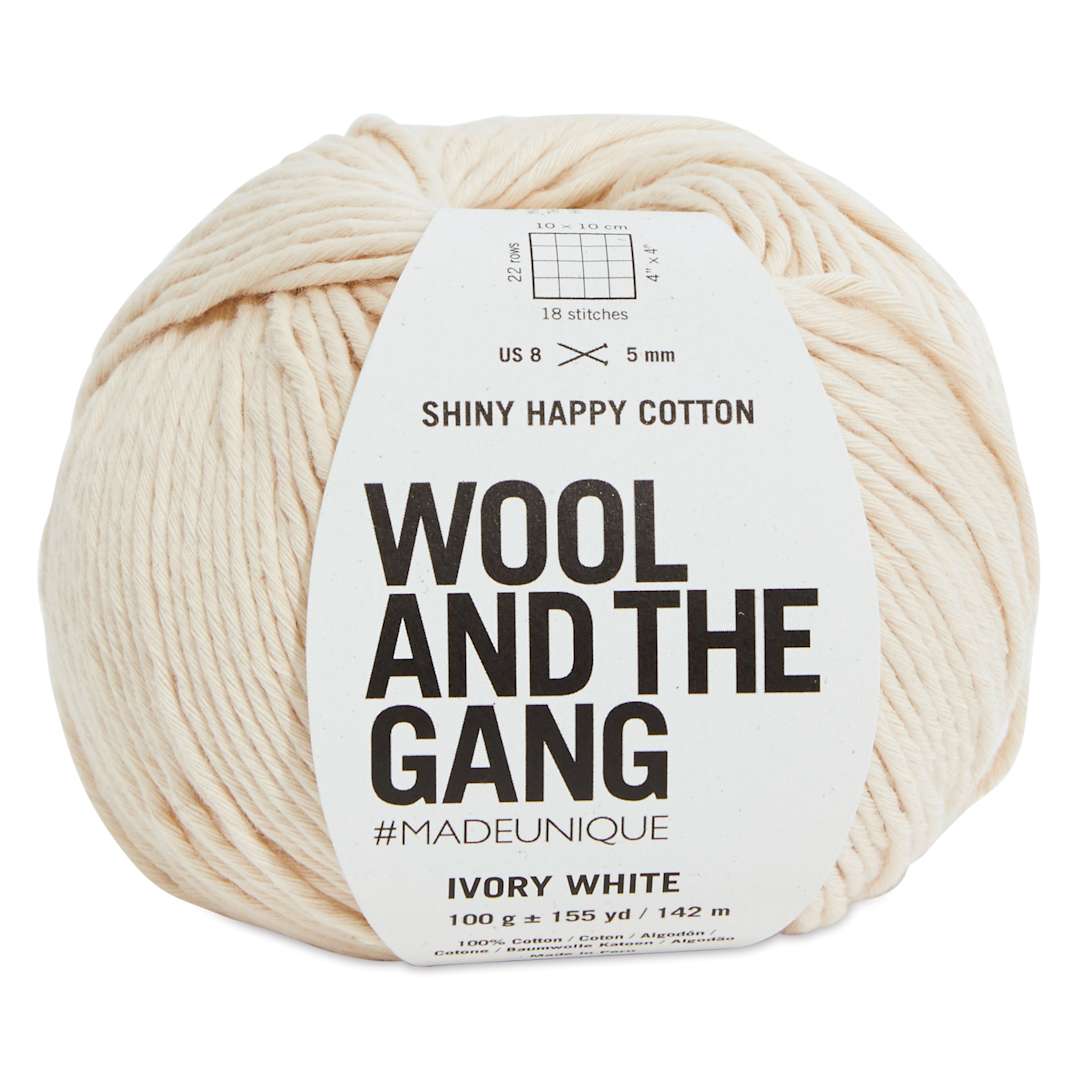 Open in modal - Wool and the Gang Shiny Happy Cotton Yarn - Ivory White, 155 yds
