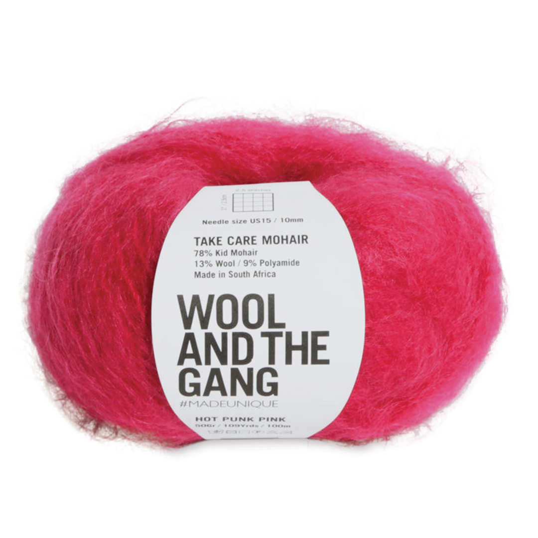 Open in modal - Wool and the Gang Take Care Mohair Yarn - Hot Punk Pink, 109 yds