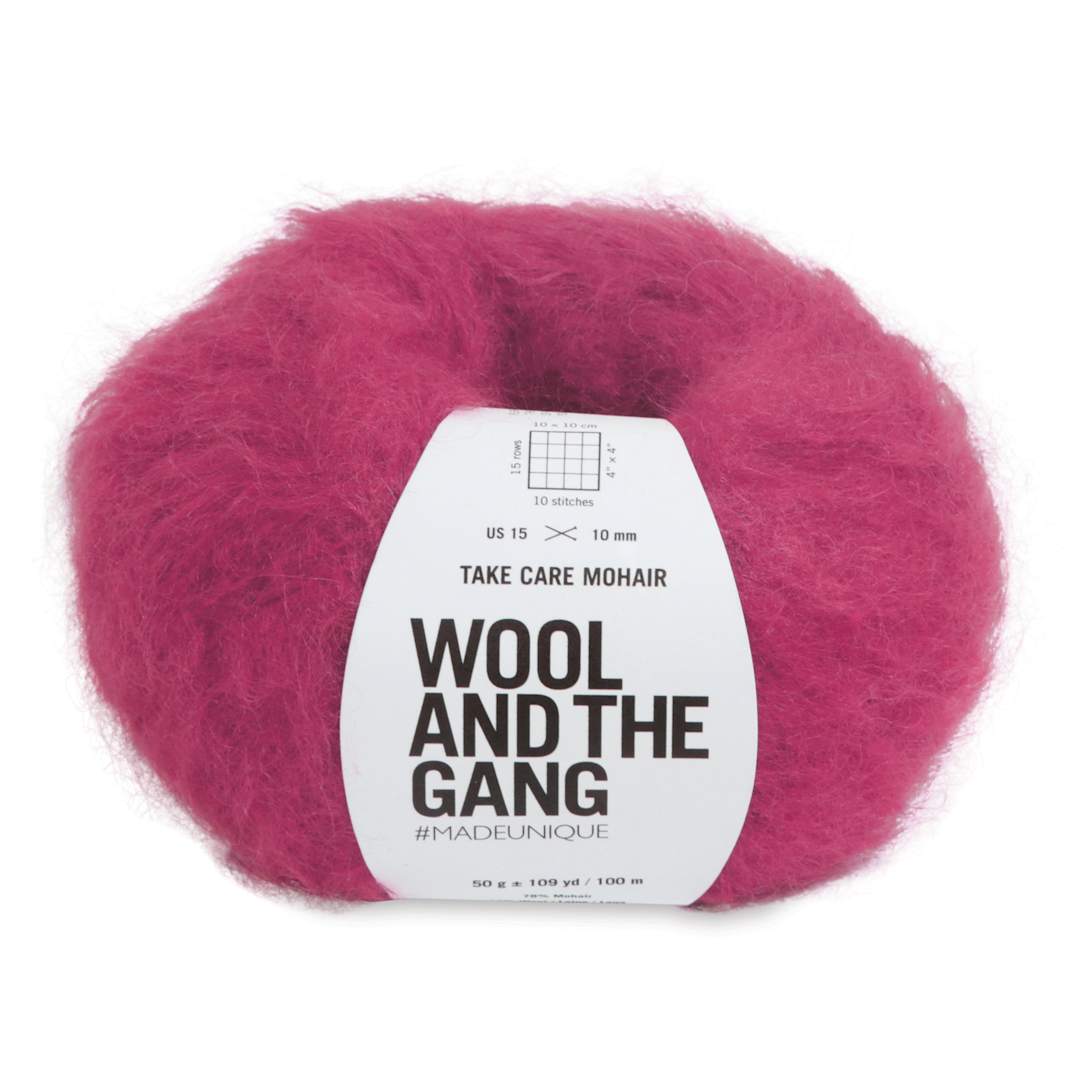 Open in modal - Wool and the Gang Take Care Mohair Yarn - Neon Pink, 109 yds