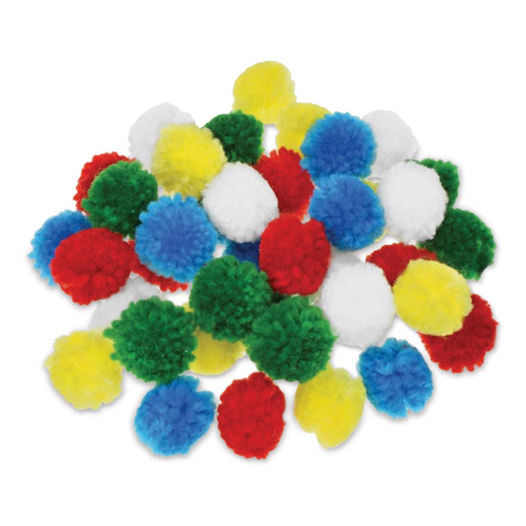 Open in modal - Krafty Kids Yarn Pom Poms - Primary, 1", Package of 40