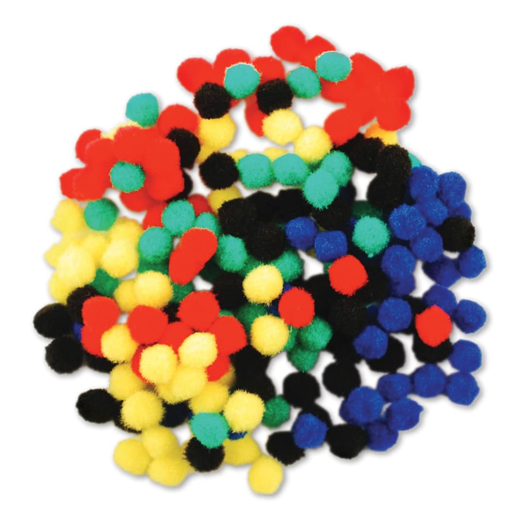 Open in modal - Krafty Kids Pom Poms - Primary Colors, 3/8", Mini, Package of 200