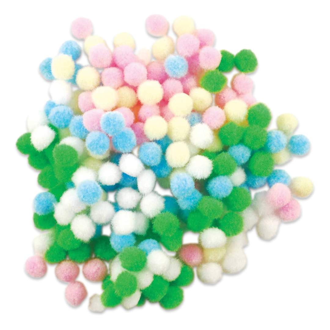 Open in modal - Krafty Kids Pom Poms - Pastel Colors, 3/8", Mini, Package of 200
