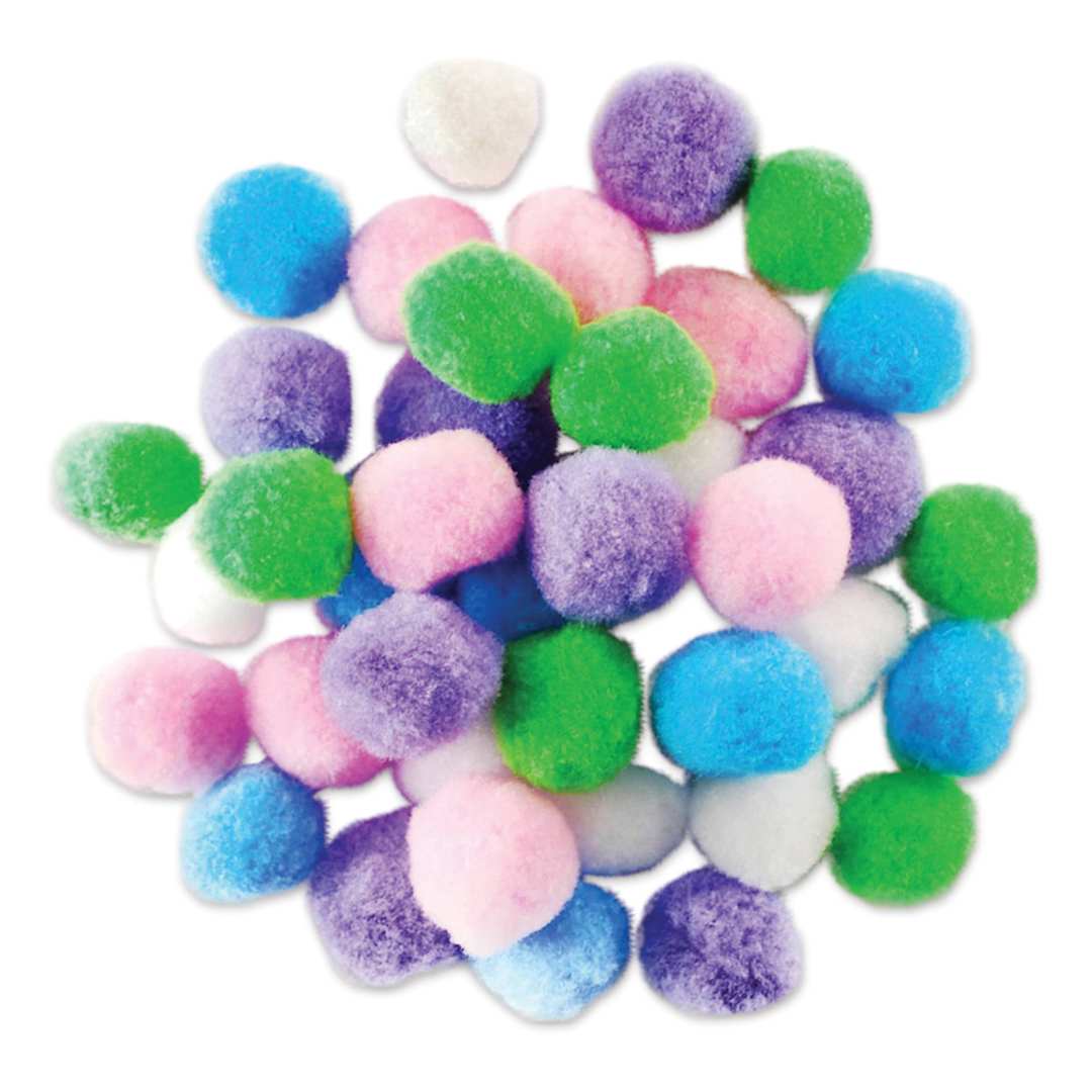Open in modal - Krafty Kids Pom Poms - Pastel Colors, 1-1/4",  Package of 40