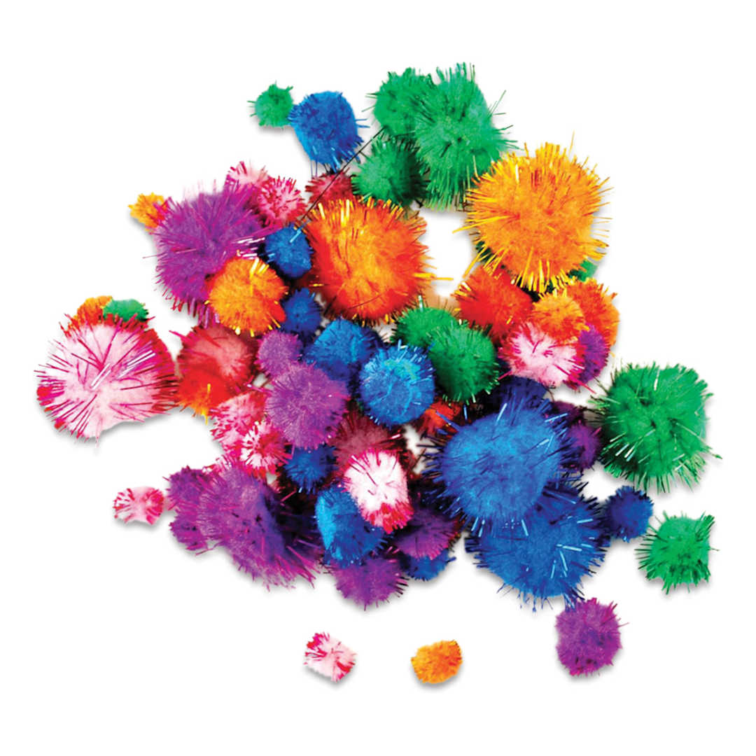 Open in modal - Krafty Kids Tinsel Pom Poms - Glitter, Package of 75