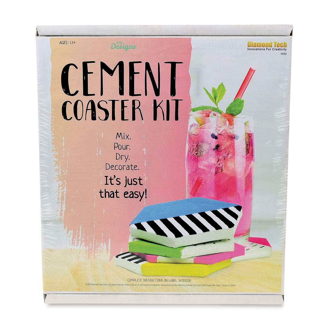 Open in modal - DIY Designs Cement Craft Kit - Coaster Kit (Front of packaging.)