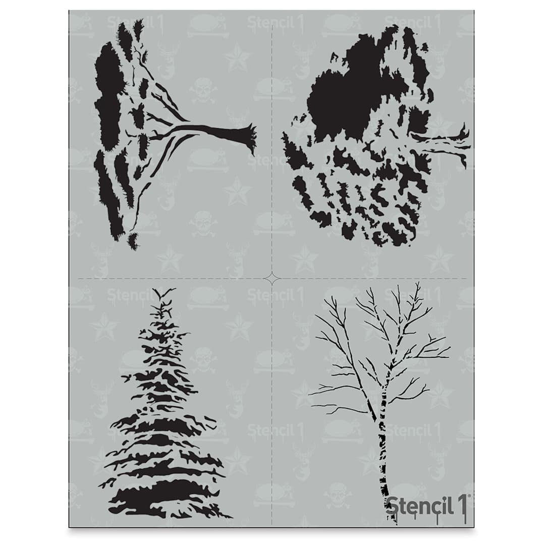 Open in modal - Stencil1 Multipack Stencil - Trees, Set of 4, 8-1/2" W x 11" L