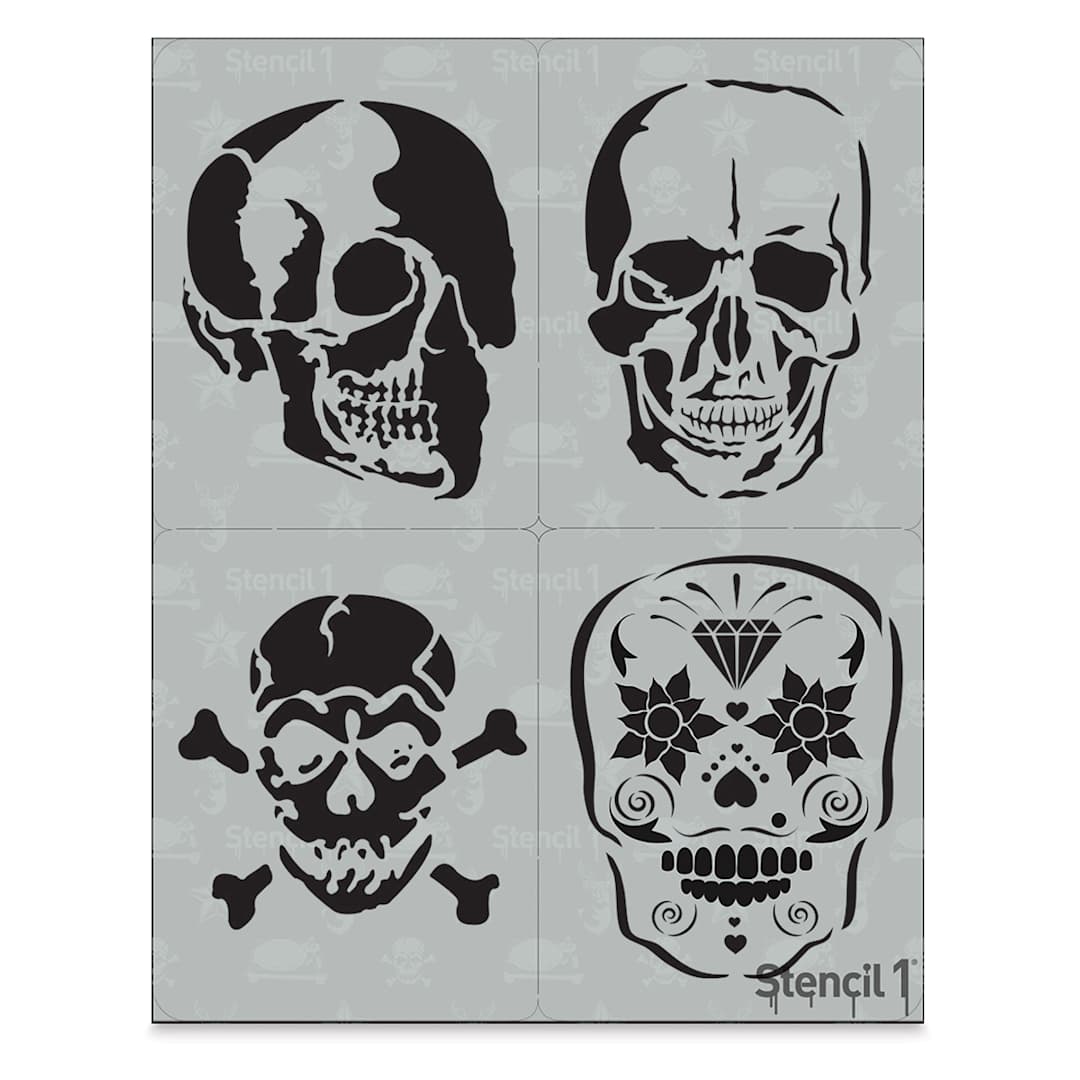 Open in modal - Stencil1 Multipack Stencil - Skulls, Set of 4, 8-1/2" W x 11" L