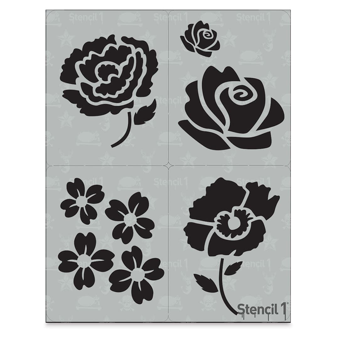 Open in modal - Stencil1 Multipack Stencil - Flowers, Set of 4, 8-1/2" W x 11" L