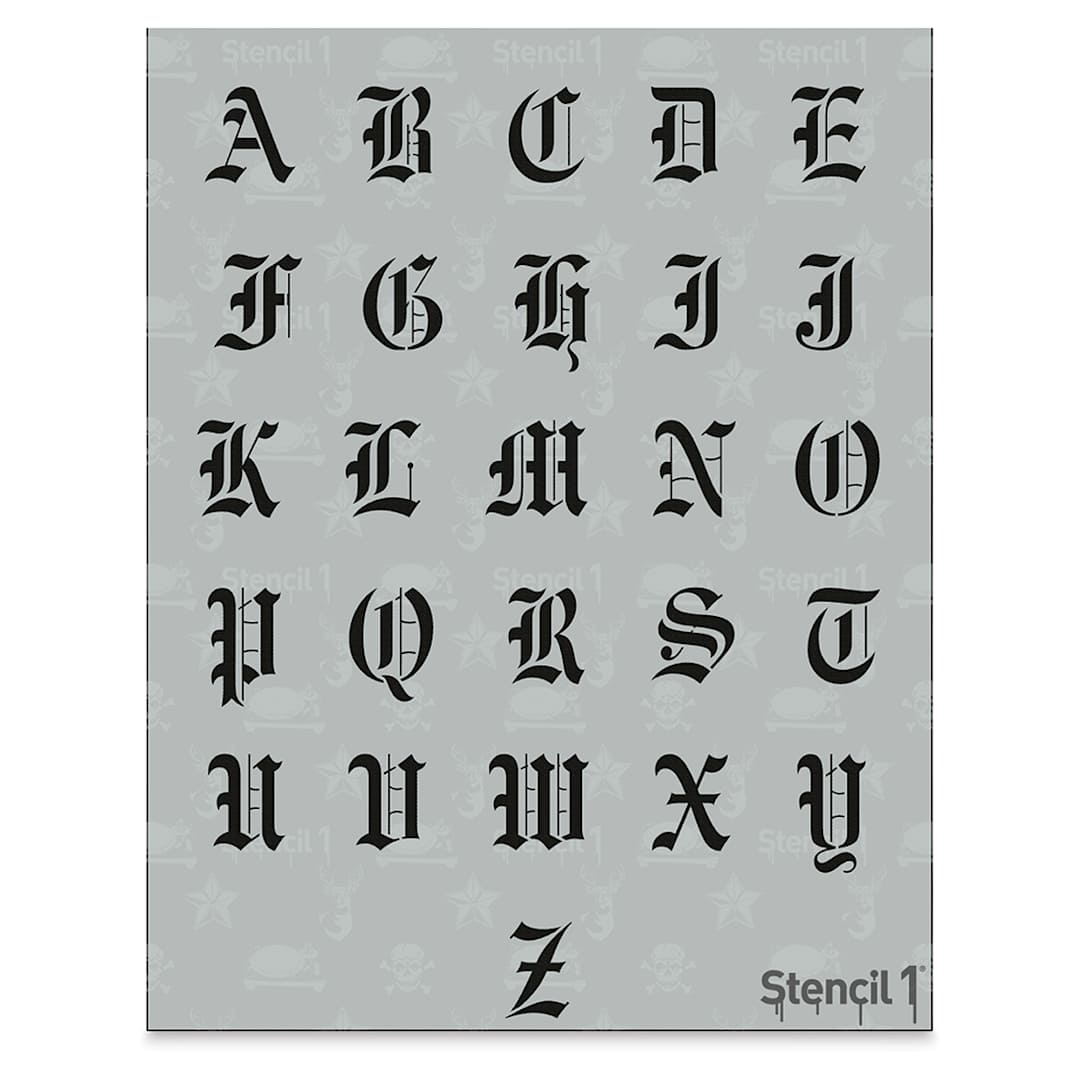 Open in modal - Stencil1 Font Stencil - Old English, 1" Letters
