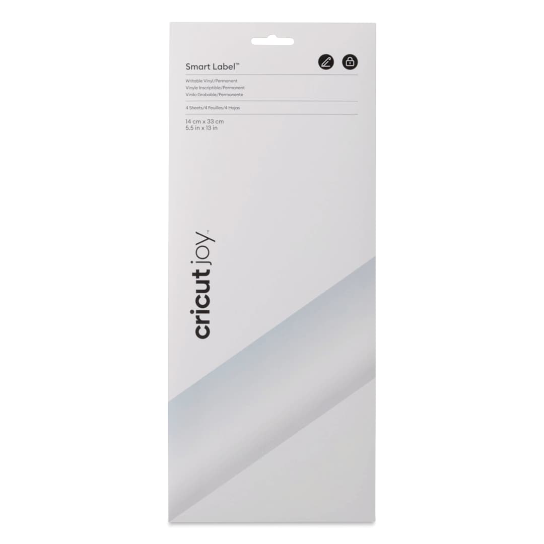 Open in modal - Cricut Joy Permanent Smart Label Writable Vinyl - Transparent, Pkg of 4 Sheets, front of the packaging