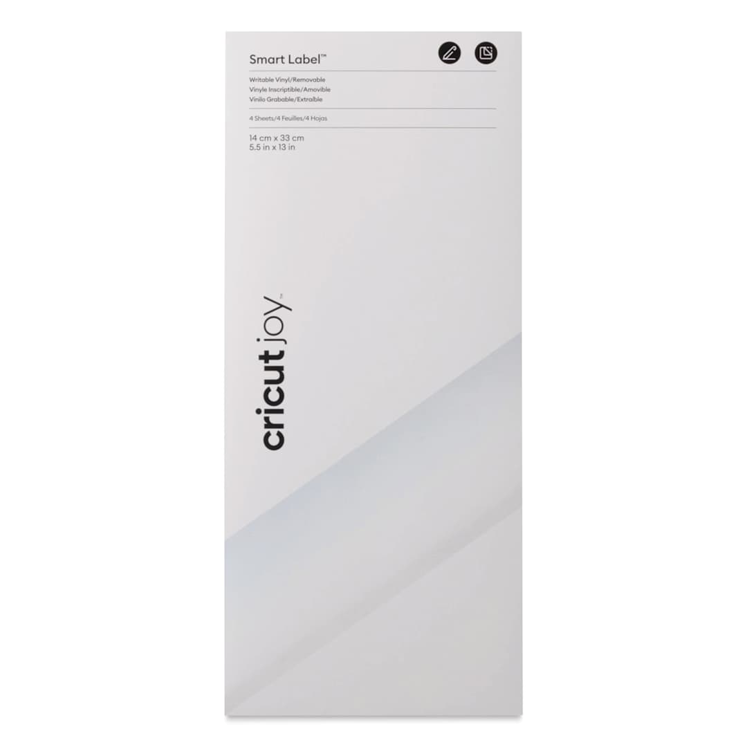 Open in modal - Cricut Joy Removable Smart Label Writable Vinyl - Transparent, Pkg of 4 Sheets, front of the packaging