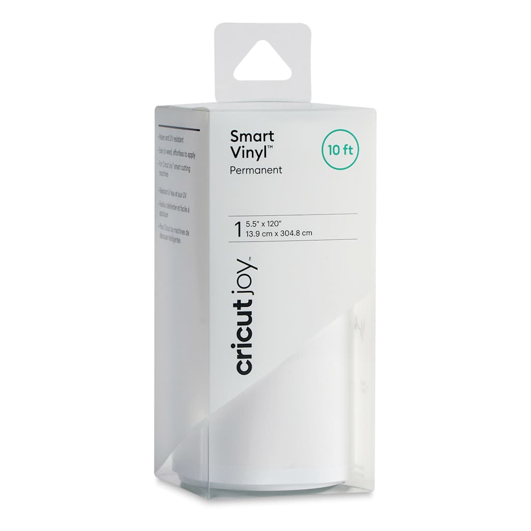 Open in modal - Cricut Joy Permanent Smart Vinyl - White, 5-1/2" x 10 ft, Roll (In packaging)