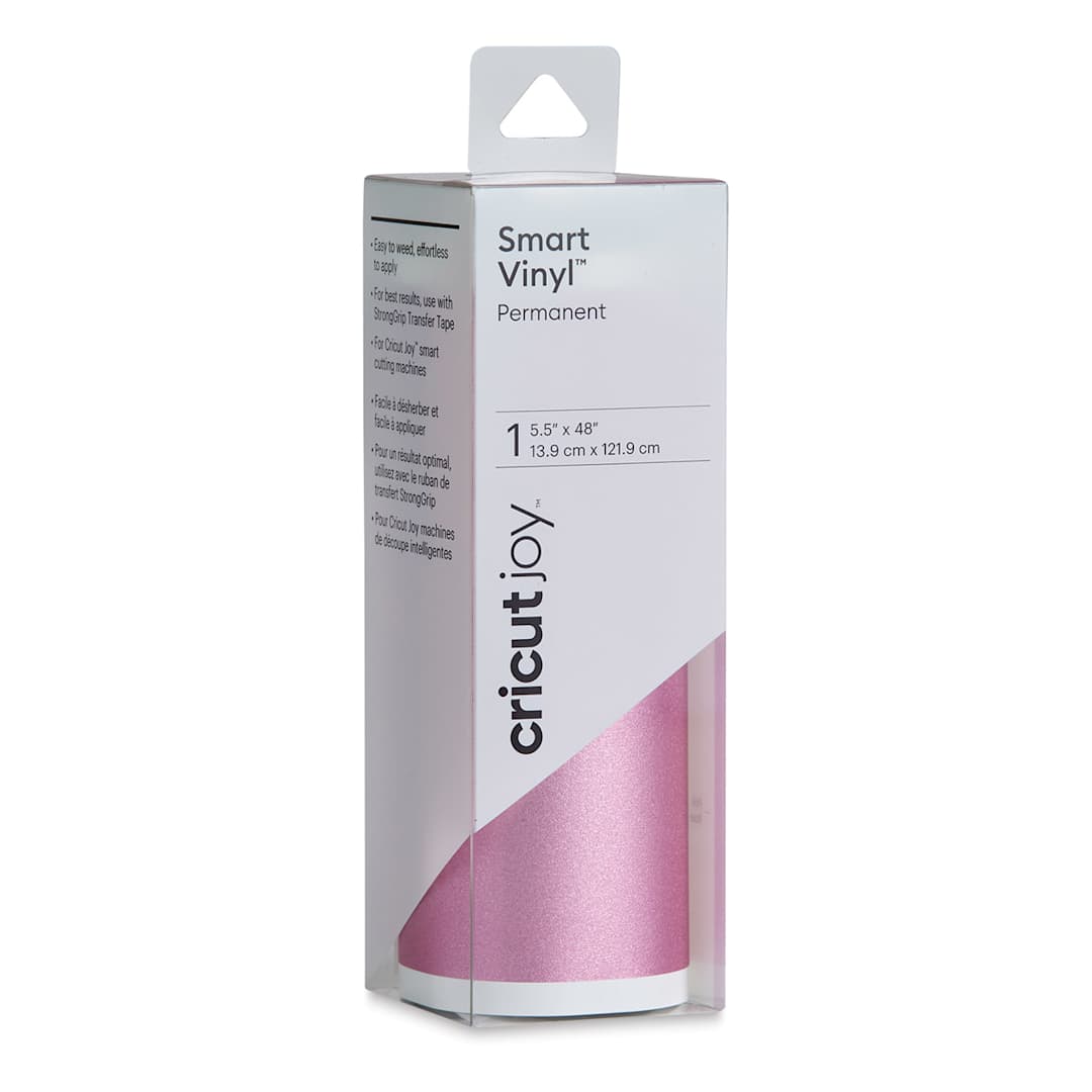 Open in modal - Cricut Joy Permanent Smart Vinyl - Shimmer Pink, 5-1/2" x 48", Roll (In packaging)