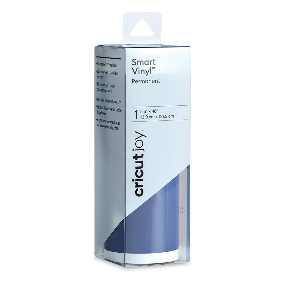Open in modal - Cricut Joy Permanent Smart Vinyl - Blue, 5-1/2" x 48", Roll (In packaging)