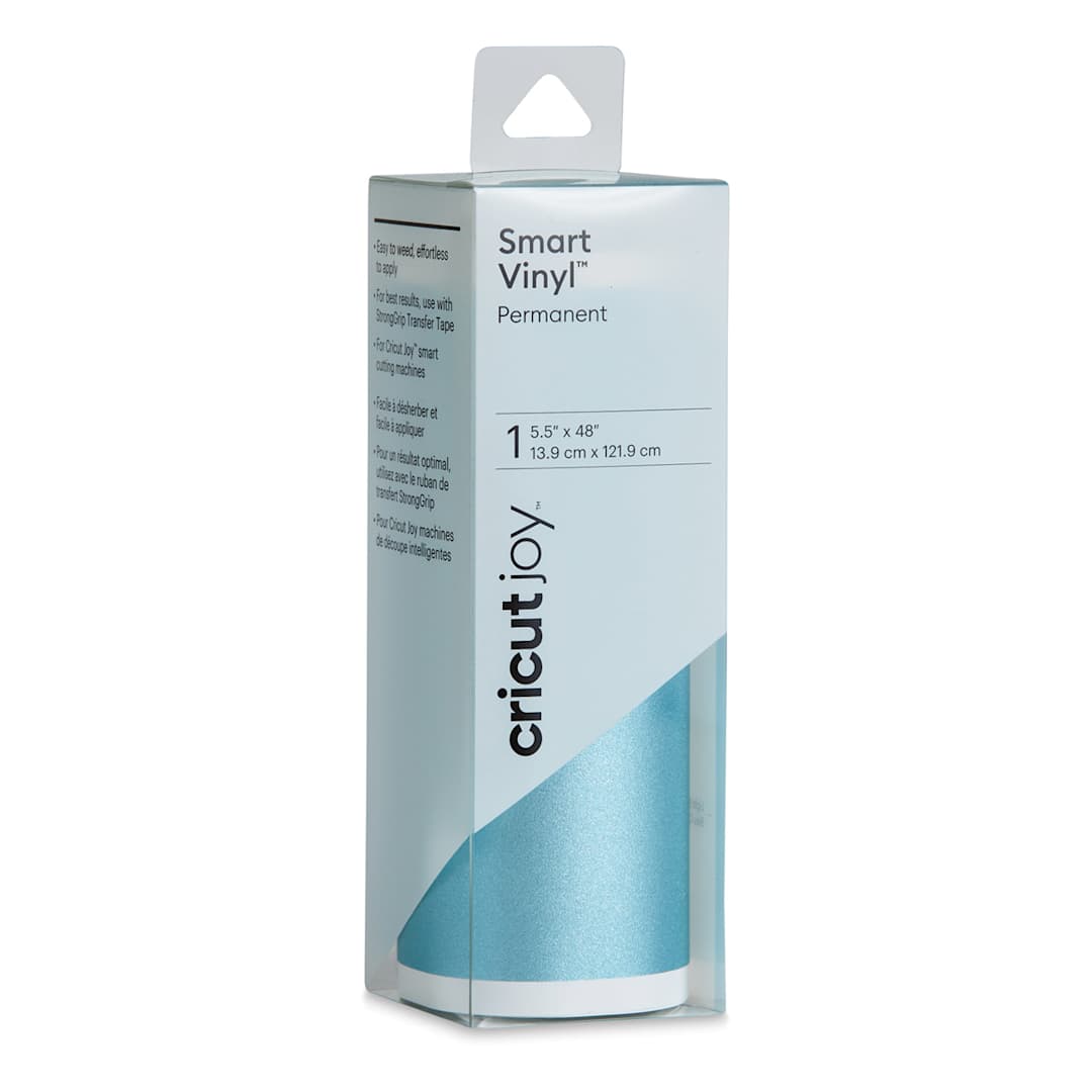 Open in modal - Cricut Joy Permanent Smart Vinyl - Shimmer Light Blue, 5-1/2" x 48", Roll (In packaging)