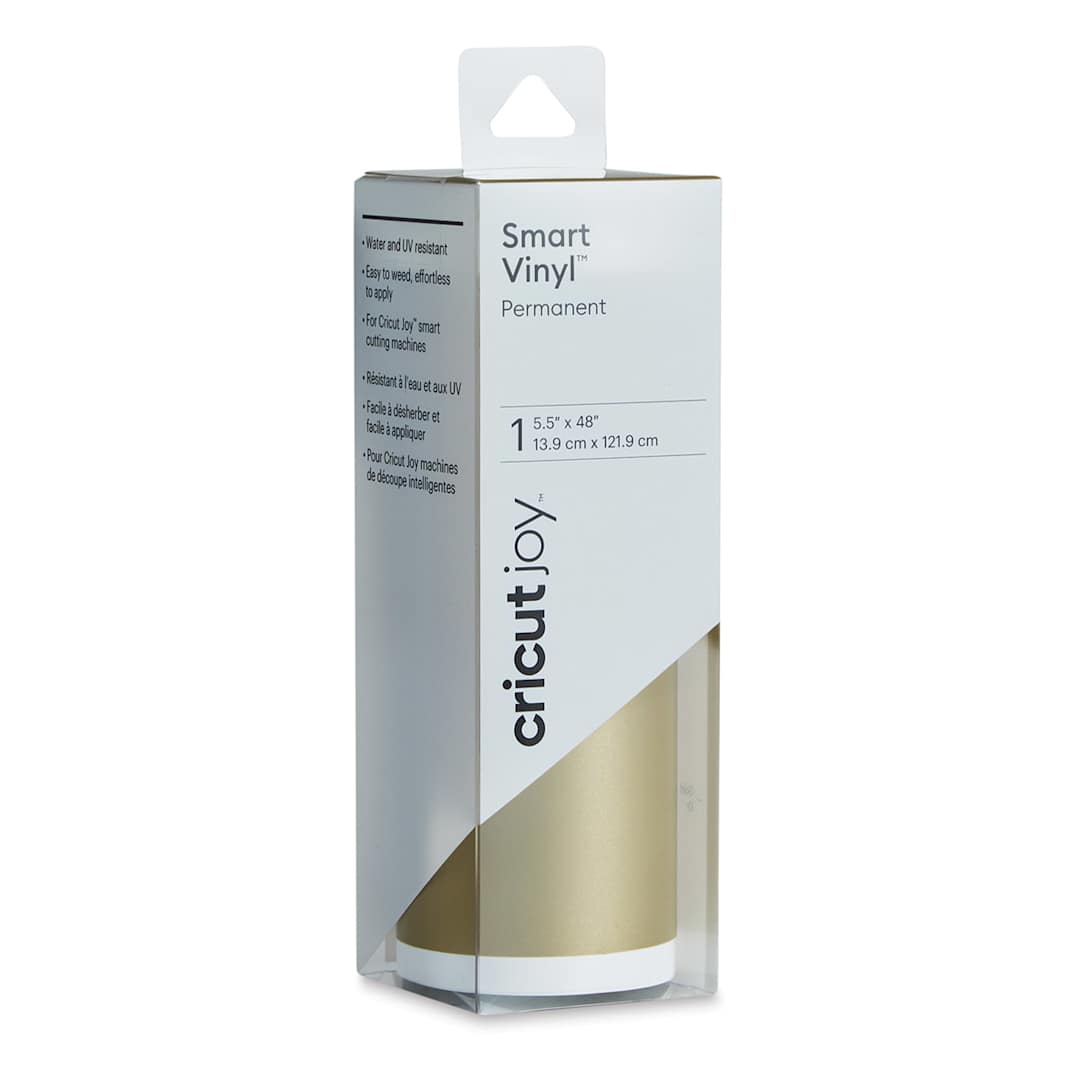 Open in modal - Cricut Joy Permanent Smart Vinyl - Gold, 5-1/2" x 48", Roll (In packaging)