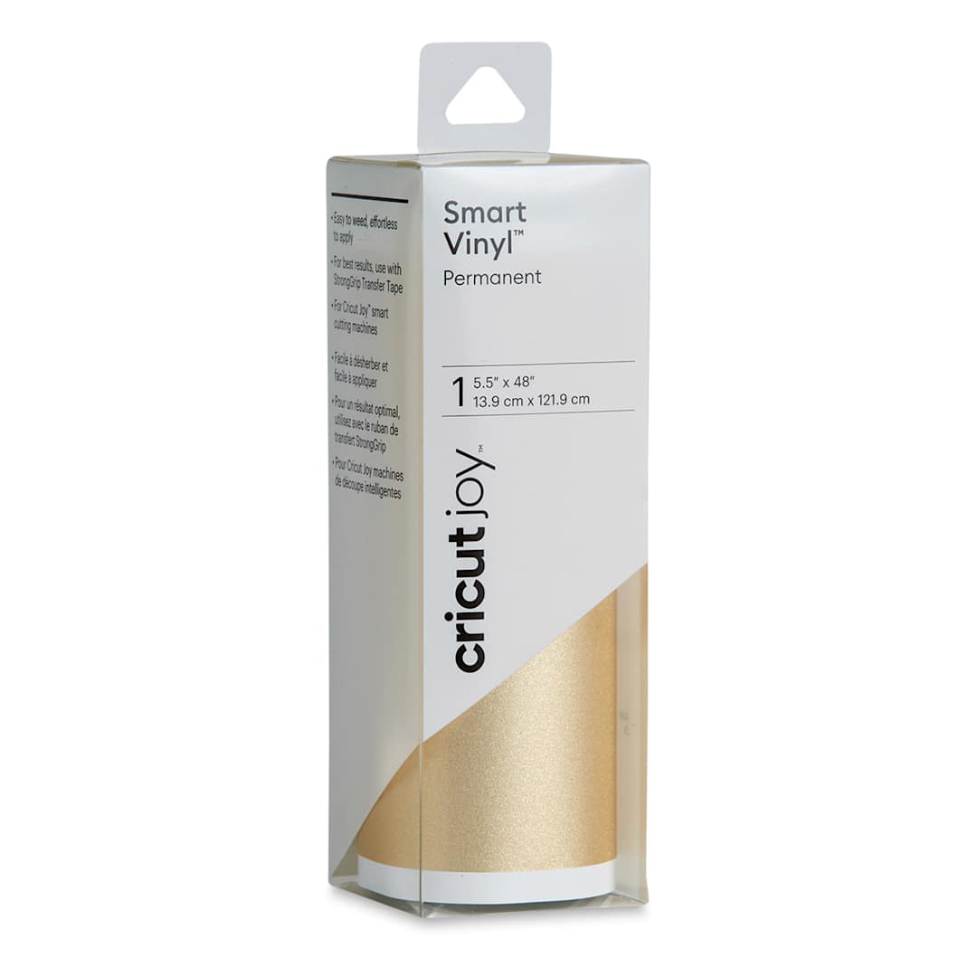 Open in modal - Cricut Joy Permanent Smart Vinyl - Shimmer Gold, 5-1/2" x 48", Roll (In packaging)