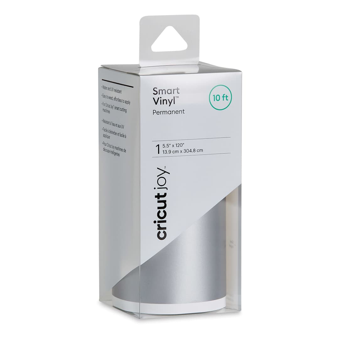 Open in modal - Cricut Joy Permanent Smart Vinyl - Silver, 5-1/2" x 10 ft, Roll (In packaging)