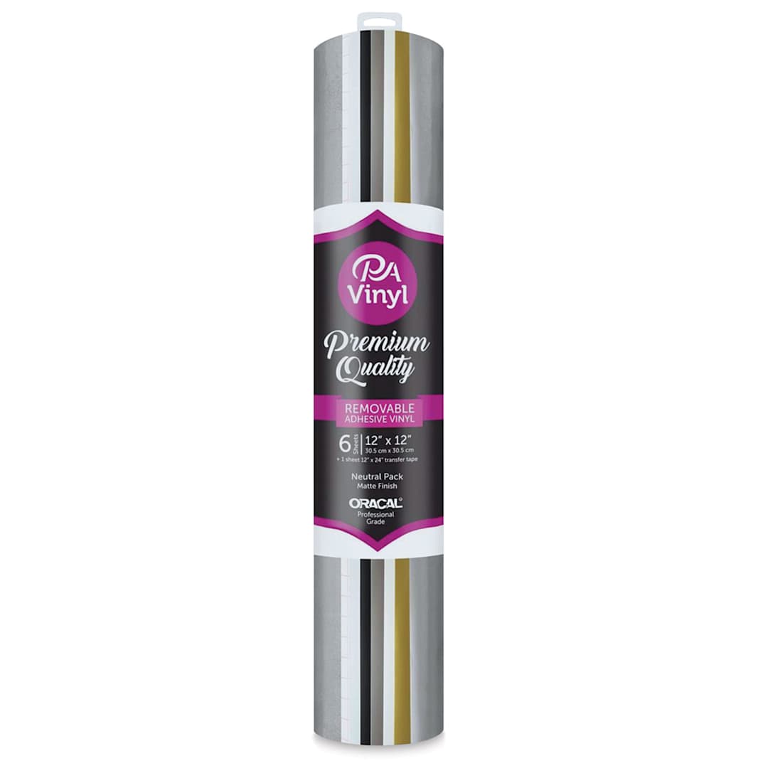 Open in modal - PA Vinyl Removable Vinyl Sheets with Transfer Tape - Neutral Colors, Set of 6 (In packaging)