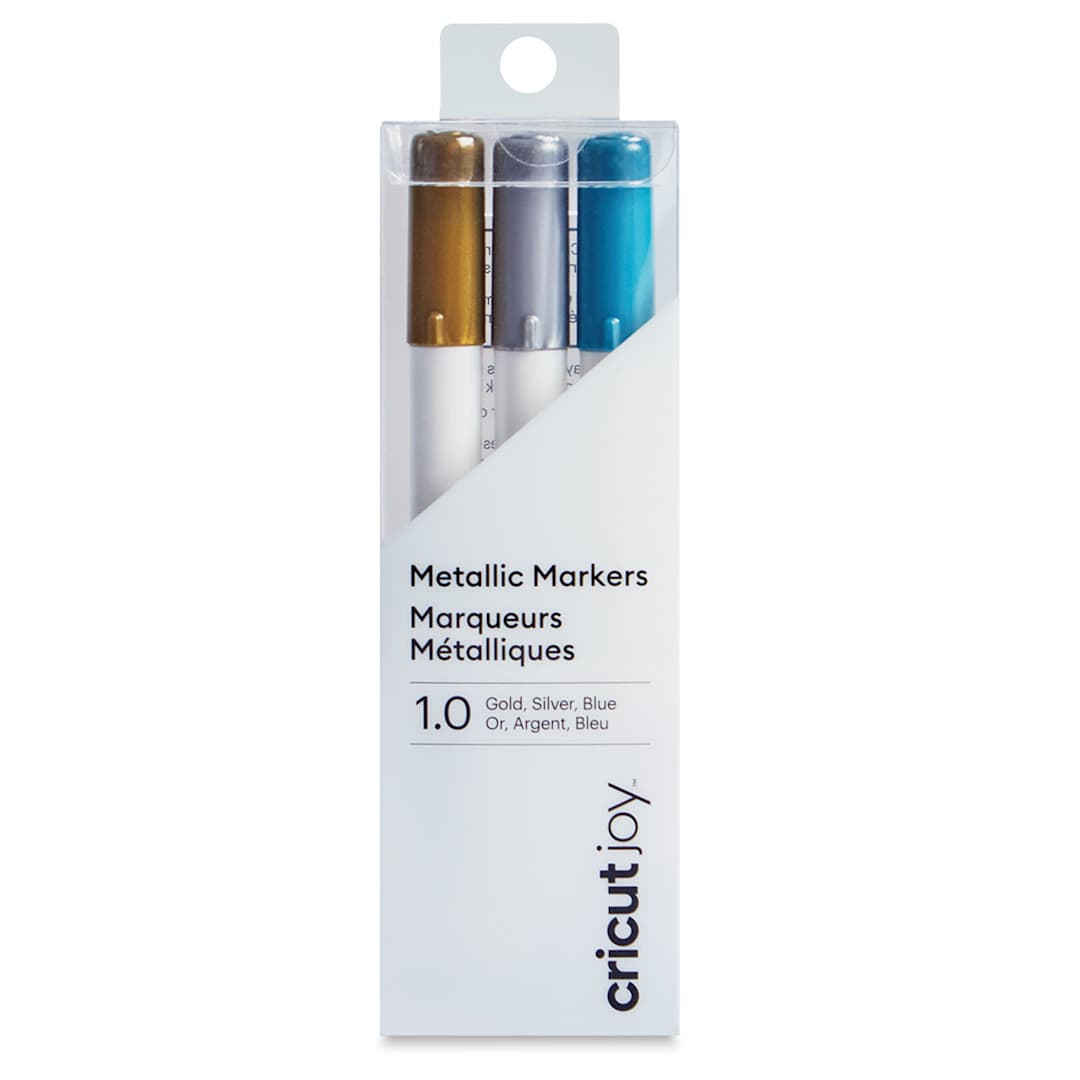 Open in modal - Cricut Joy Permanent Markers - B, Metallic Assorted, Set of 3, front of the packaging