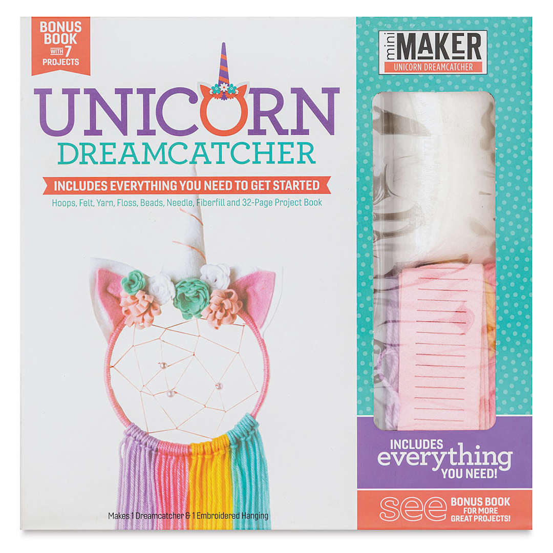 Open in modal - Leisure Arts Mini Maker Dreamcatcher Kit - Unicorn (Front of packaging)