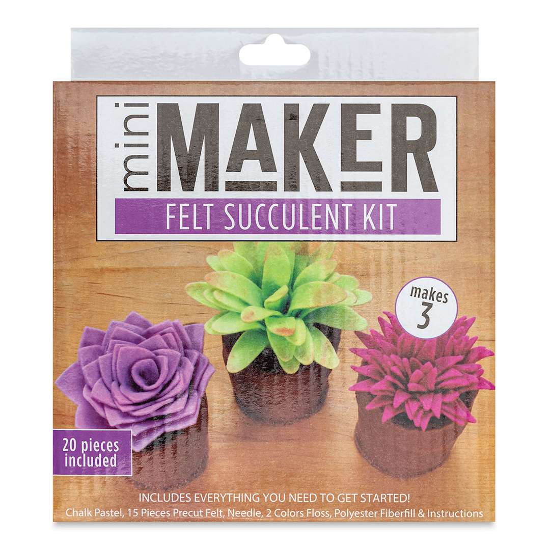 Open in modal - Leisure Arts Mini Maker Felt Succulent Kit - Purple/Pink (Front of packaging)