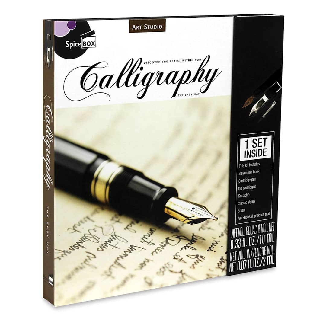 Open in modal - SpiceBox Art Studio Calligraphy Kit (Front of packaging, Angled)