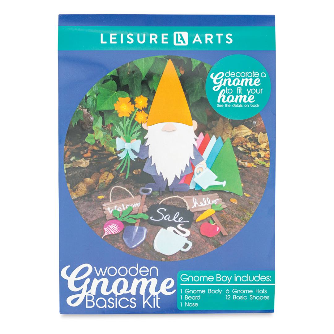 Open in modal - Leisure Arts Wooden Gnome Kit (Front of packaging)