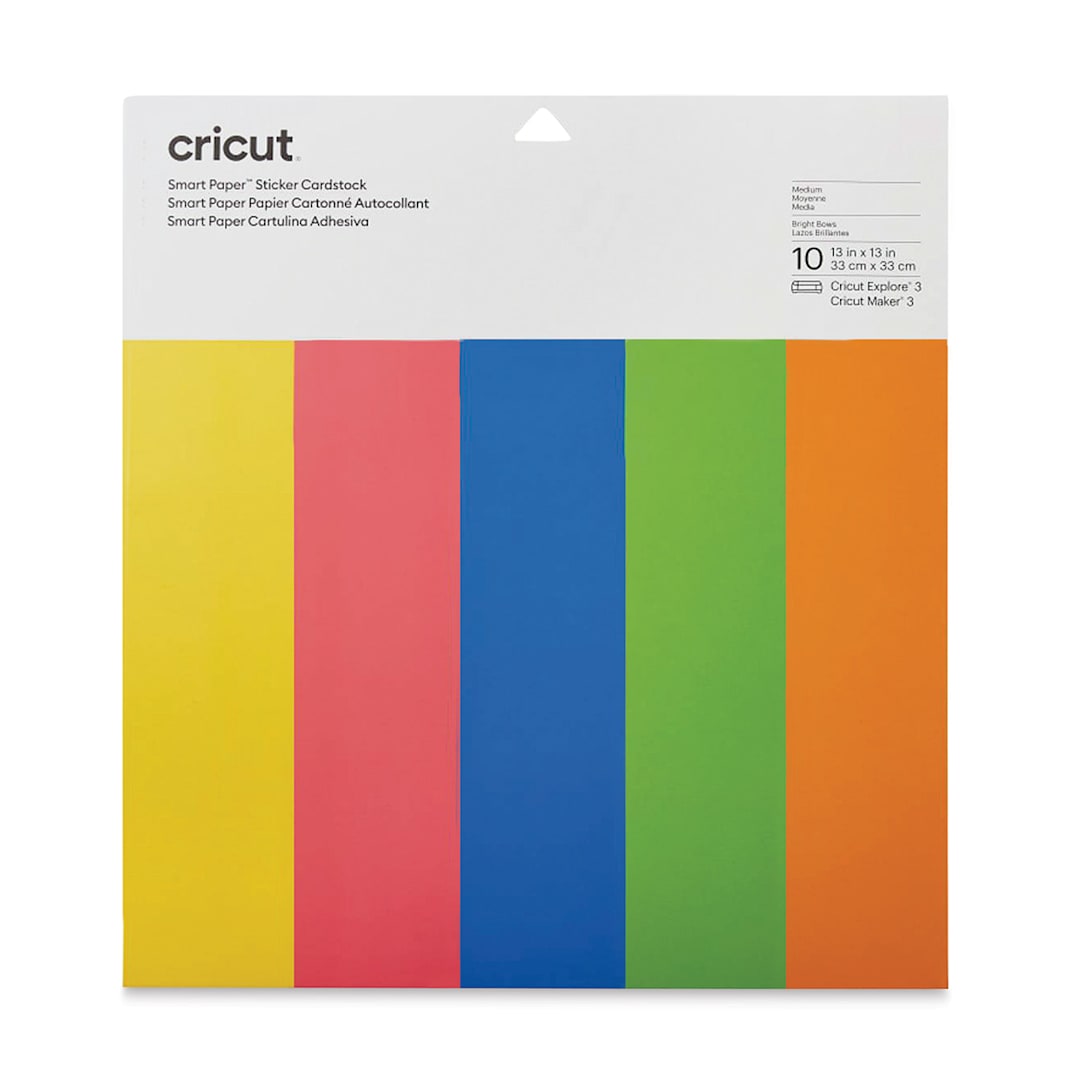 Open in modal - Cricut Smart Paper Sticker Cardstock - Bright Bows, 13" x 13", Package of 10 Sheets (In packaging)