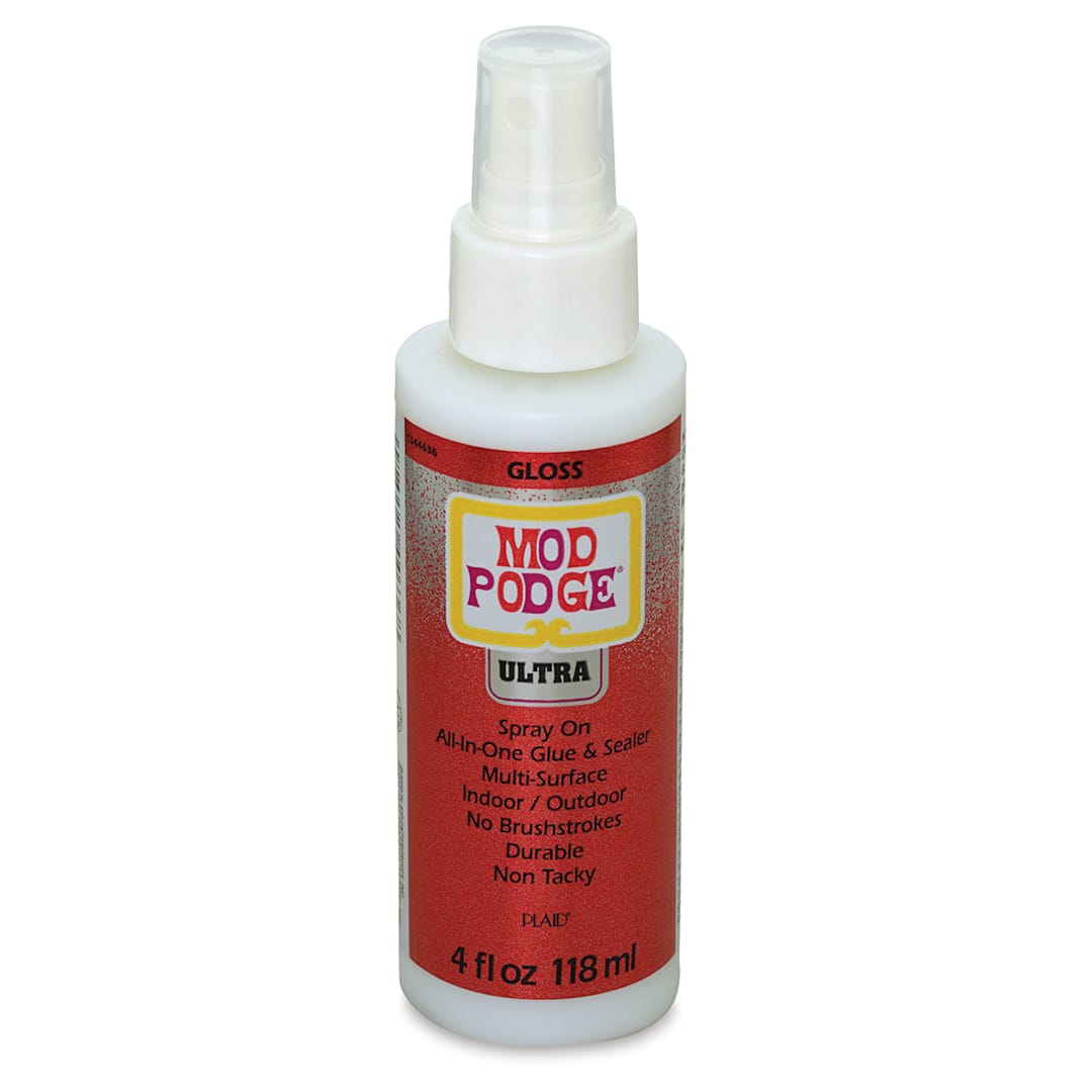 Open in modal - Mod Podge Ultra Spray Glue - Front of 4 oz bottle of Gloss spray shown