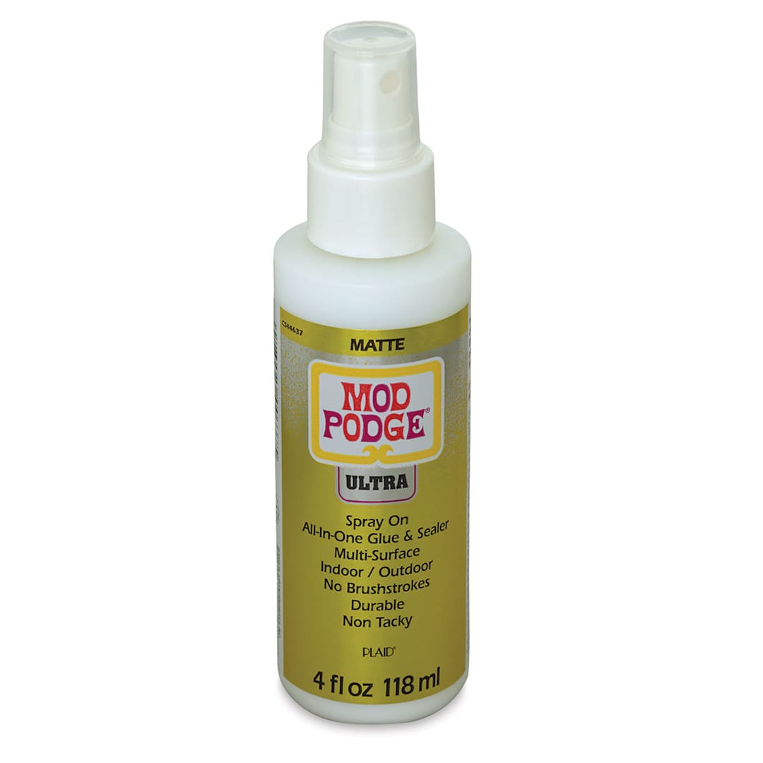 Open in modal - Mod Podge Ultra Spray Glue - Front of 4 oz bottle of Matte spray shown