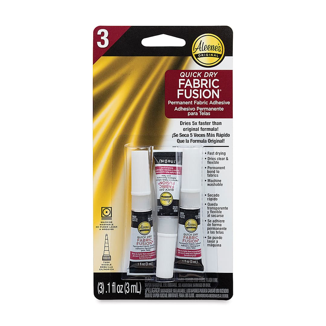 Open in modal - Aleene's Fabric Fusion Permanent Fabric Adhesive - Blister package of 3 .1 oz tubes