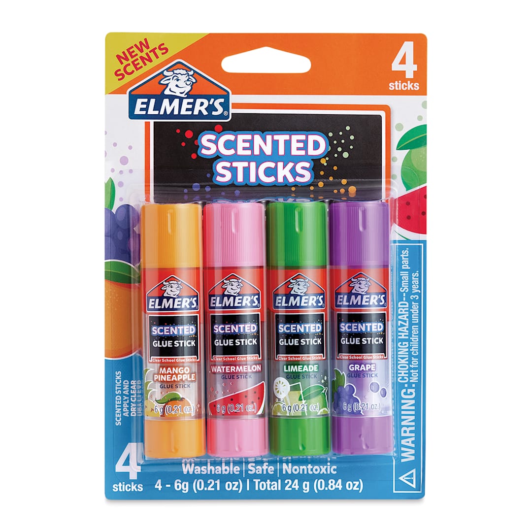 Open in modal - Elmer’s Scented Glue Sticks - Fruity, Pkg of 4, front of the packaging