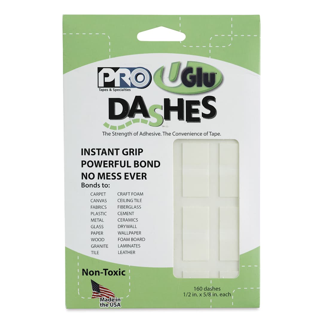 Open in modal - Pro Tapes UGlu Dashes Mounting Strips - Pkg of 160, front of the packaging