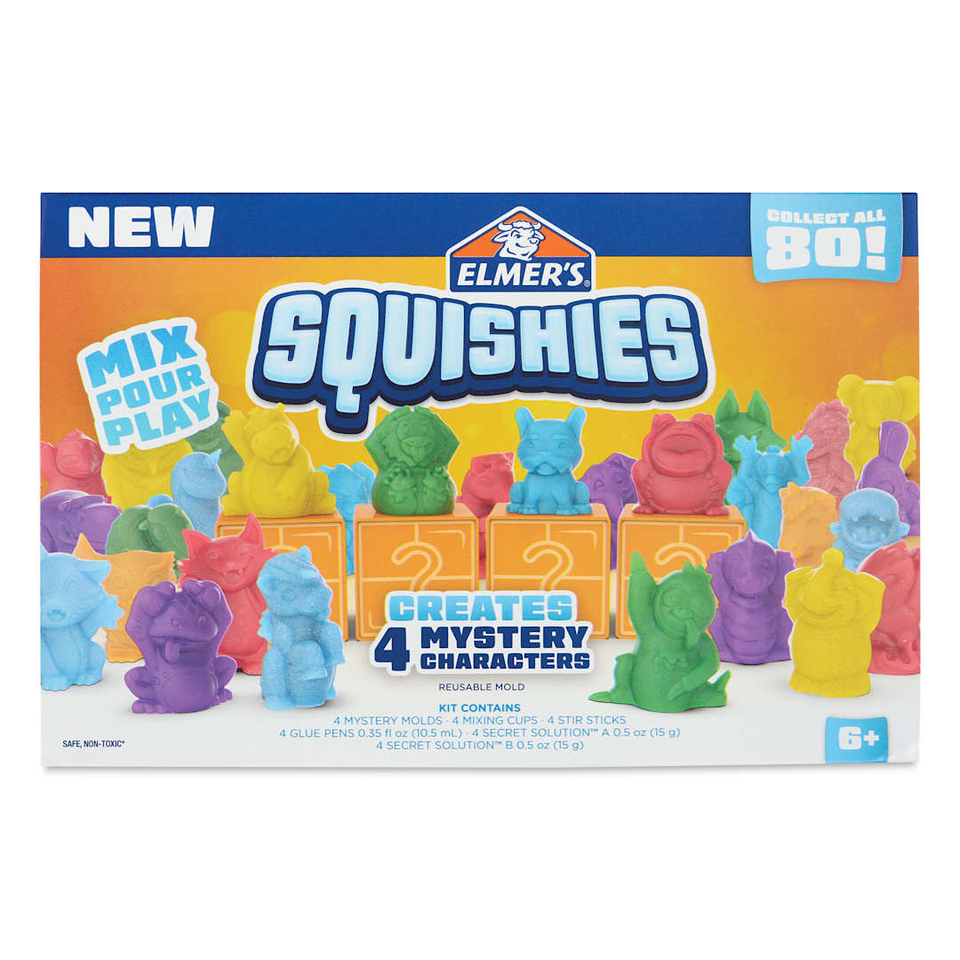 Open in modal - Elmer's Squishies Kit - Mystery Character, Pkg of 4, front of the packaging