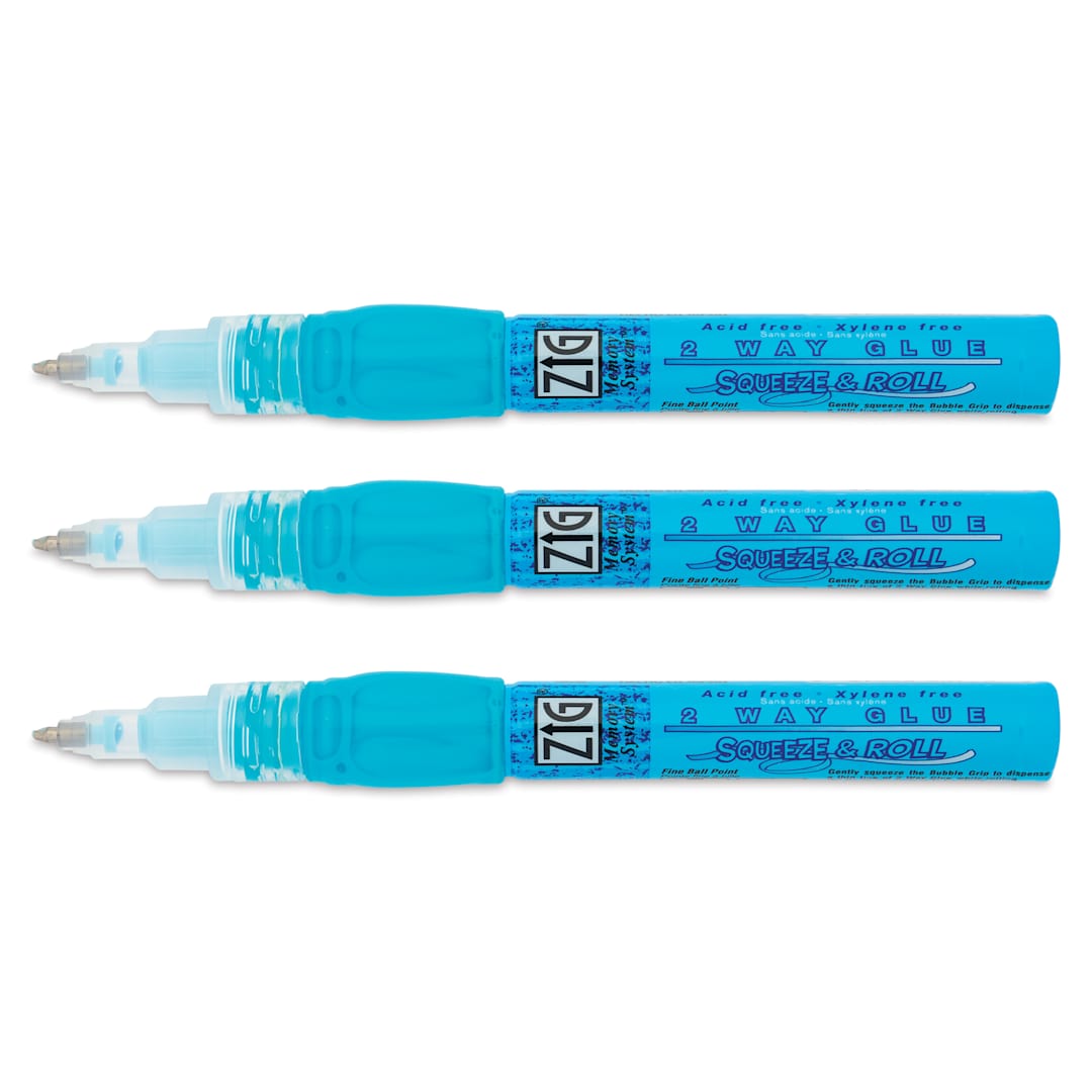 Open in modal - Kuretake Zig 2 Way Glue Pen - Squeeze & Roll, Pkg of 3