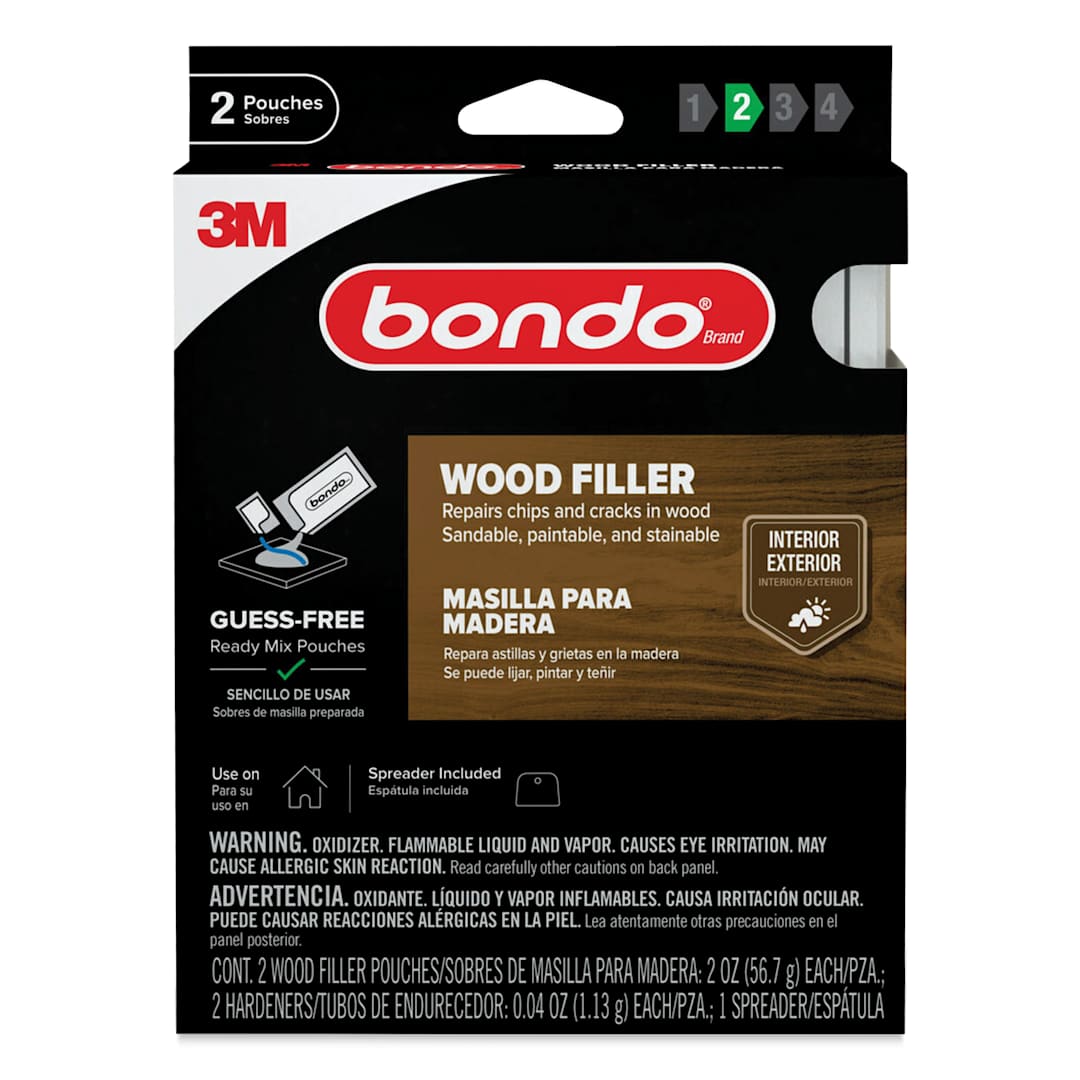 Open in modal - Bondo Wood Filler Ready Mix Pouches - Pkg of 2, 2 oz front of packaging
